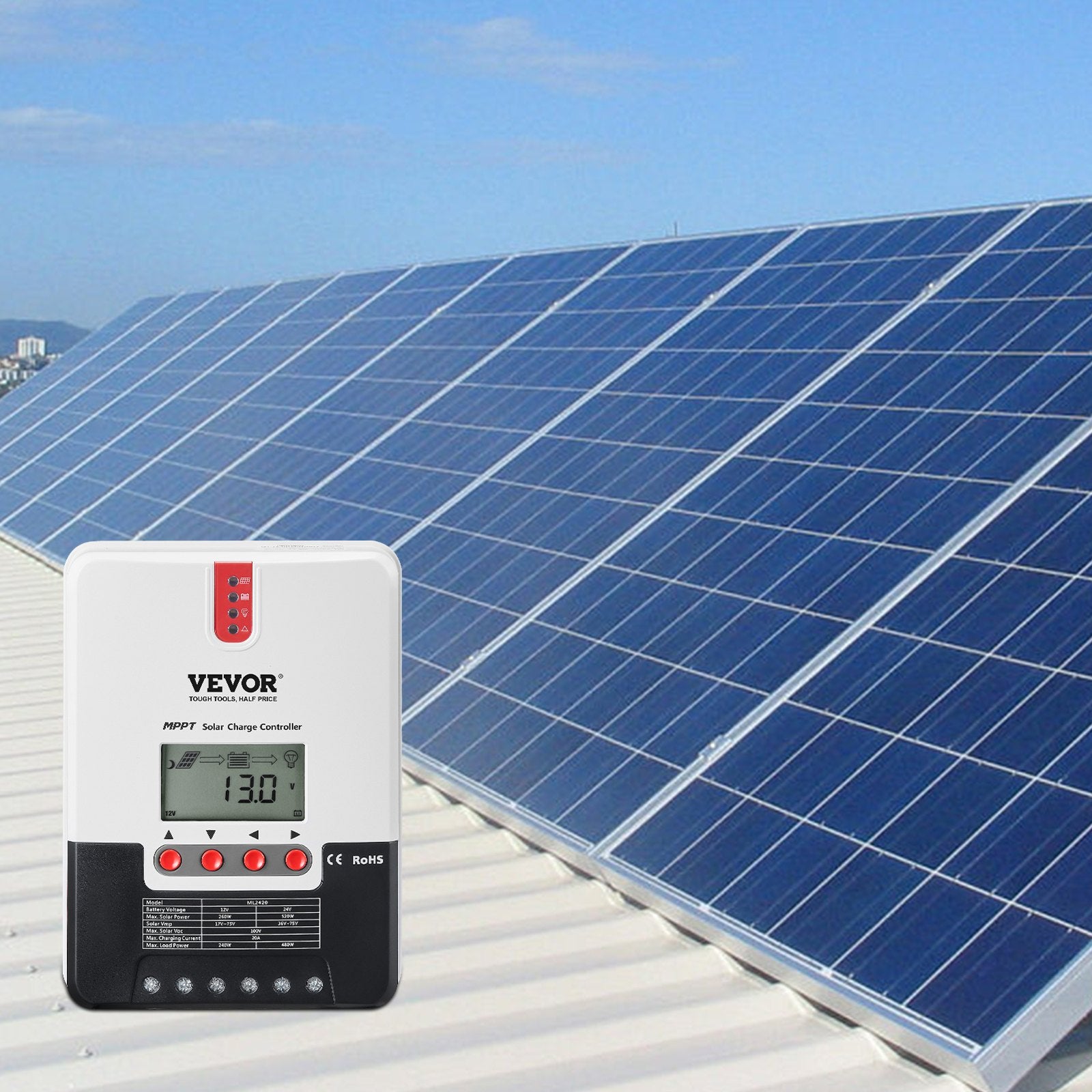 20A MPPT Solar Charge Controller Auto DC Input Regulator Charger with LCD Sensor