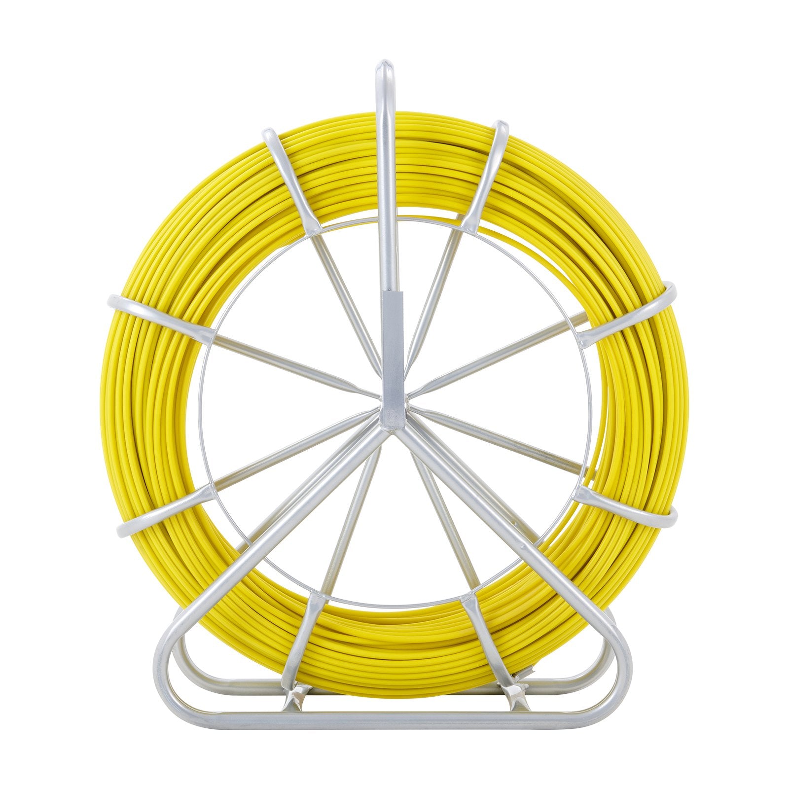 Fish Tape Fiberglass 129.5m Wire Puller Steel Reel 3 Pulling Heads