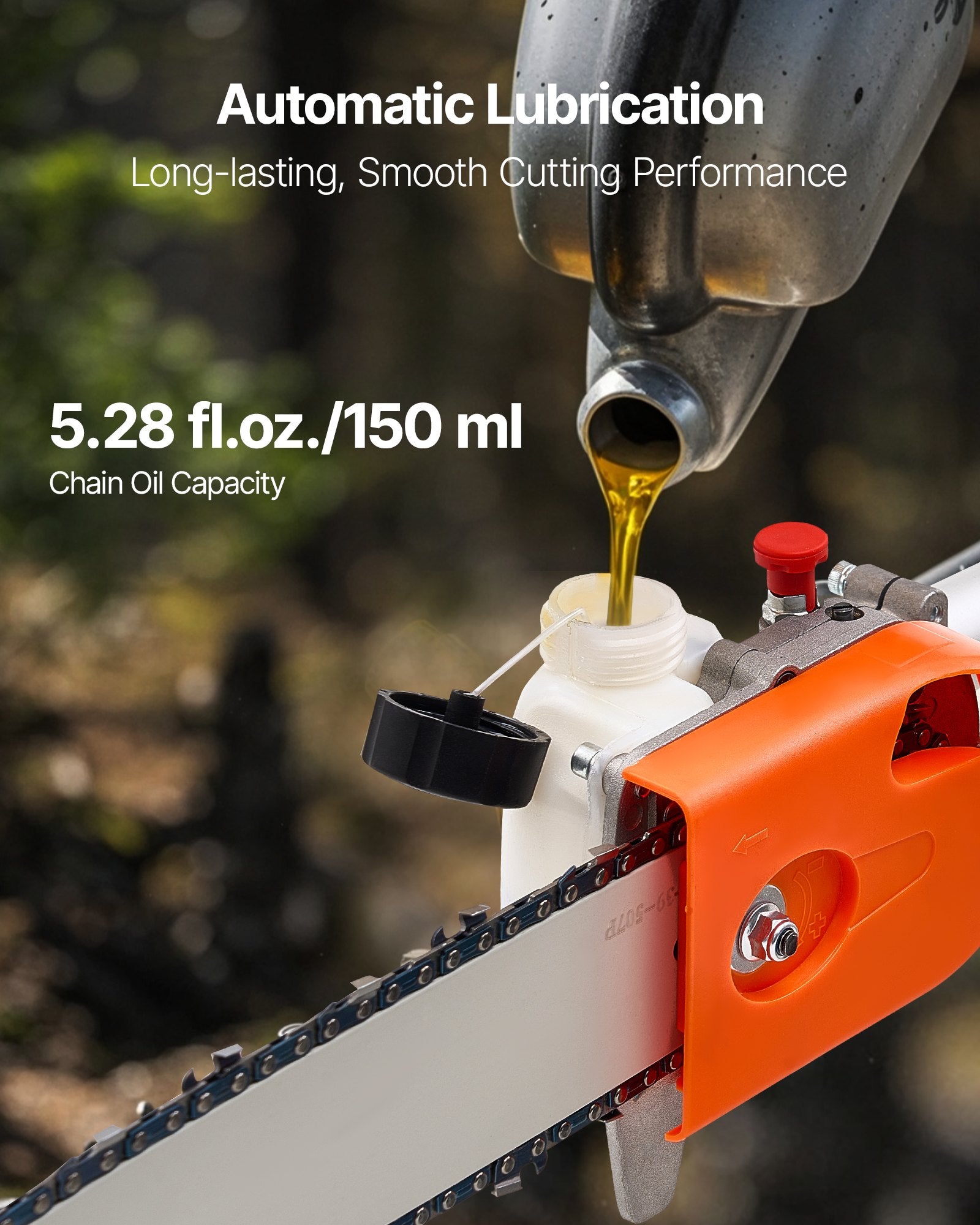 Gas Pole Saw 43CC 2-Stroke with 25.4cm Bar 2.1-3.6m Extendable Chainsaw