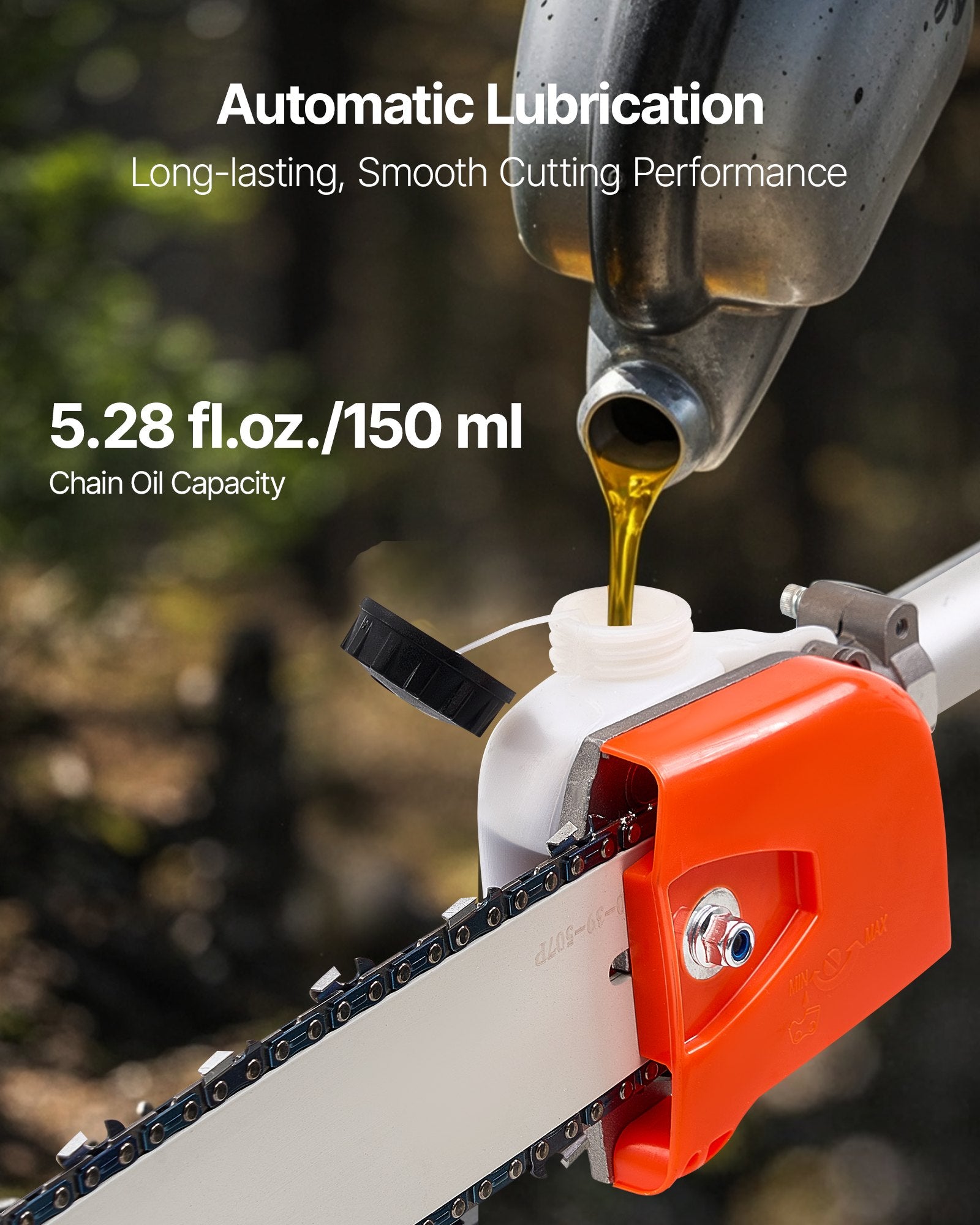 Gas Pole Saw 33CC 2-Stroke with 20.3cm Bar 2.08-3.58m Extendable Chainsaw