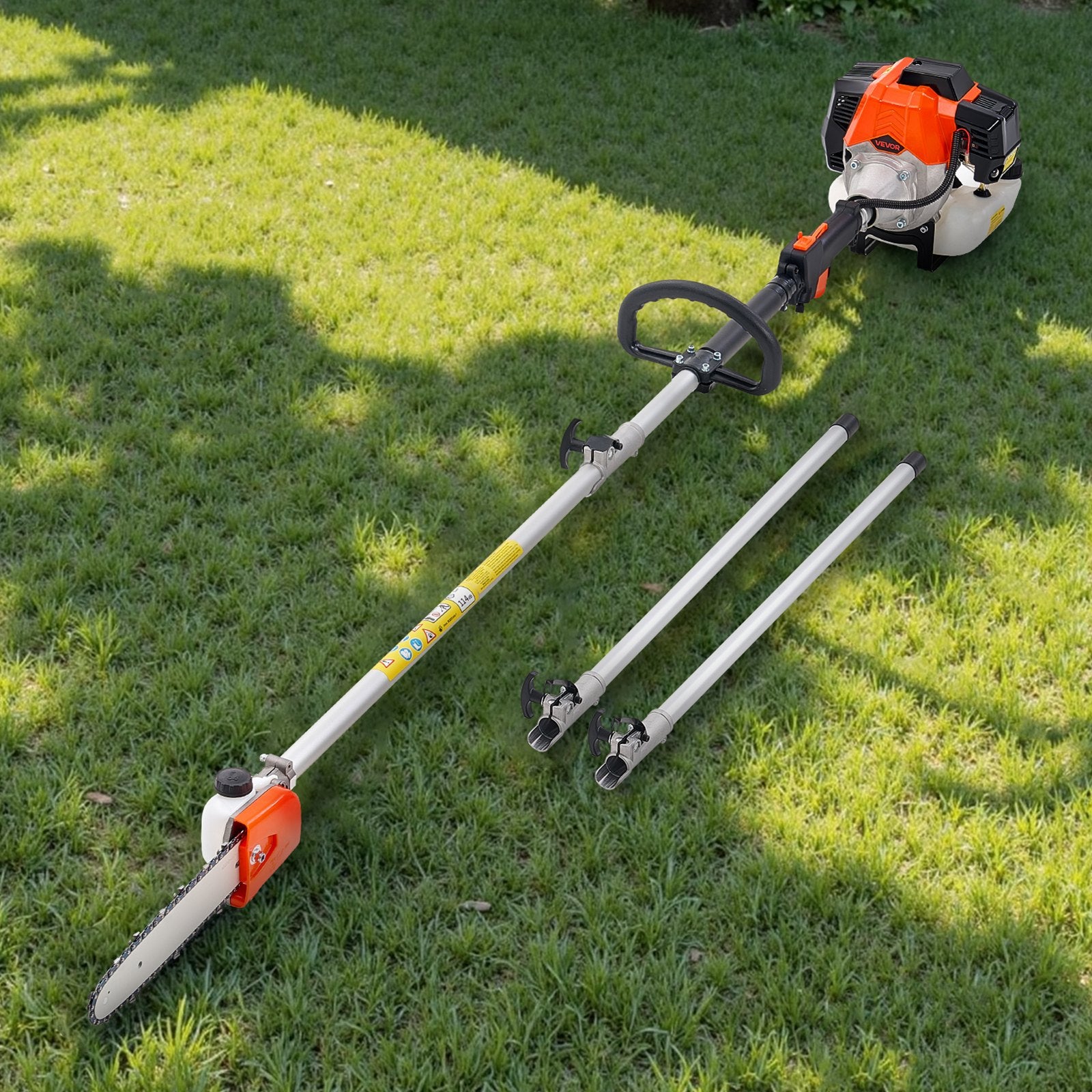 Gas Pole Saw 33CC 2-Stroke with 20.3cm Bar 2.08-3.58m Extendable Chainsaw