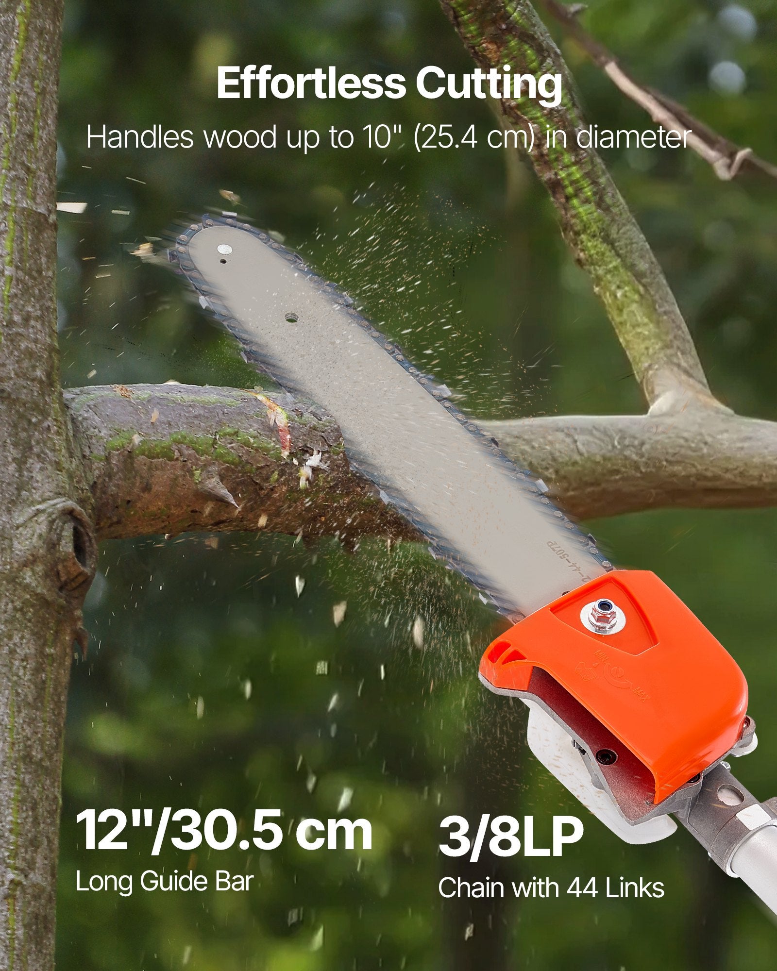 Gas Pole Saw 25CC 2-Stroke with 30.5cm Bar 2.12-3.62m Extendable Chainsaw