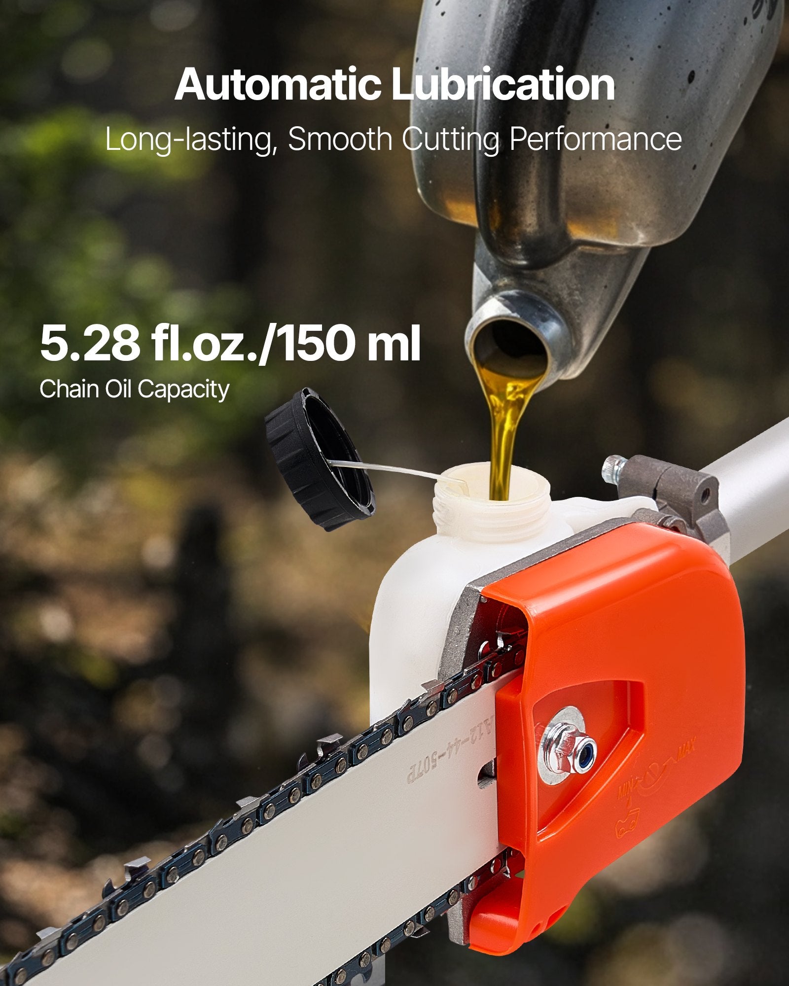 Gas Pole Saw 25CC 2-Stroke with 30.5cm Bar 2.12-3.62m Extendable Chainsaw