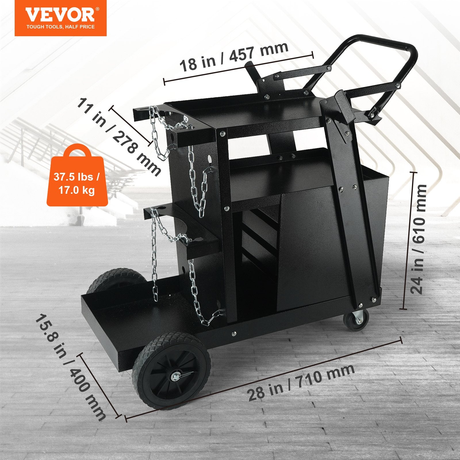Welding Cart 2-Tier 4-Drawer Heavy-Duty 265lbs Capacity with Swivel Wheels