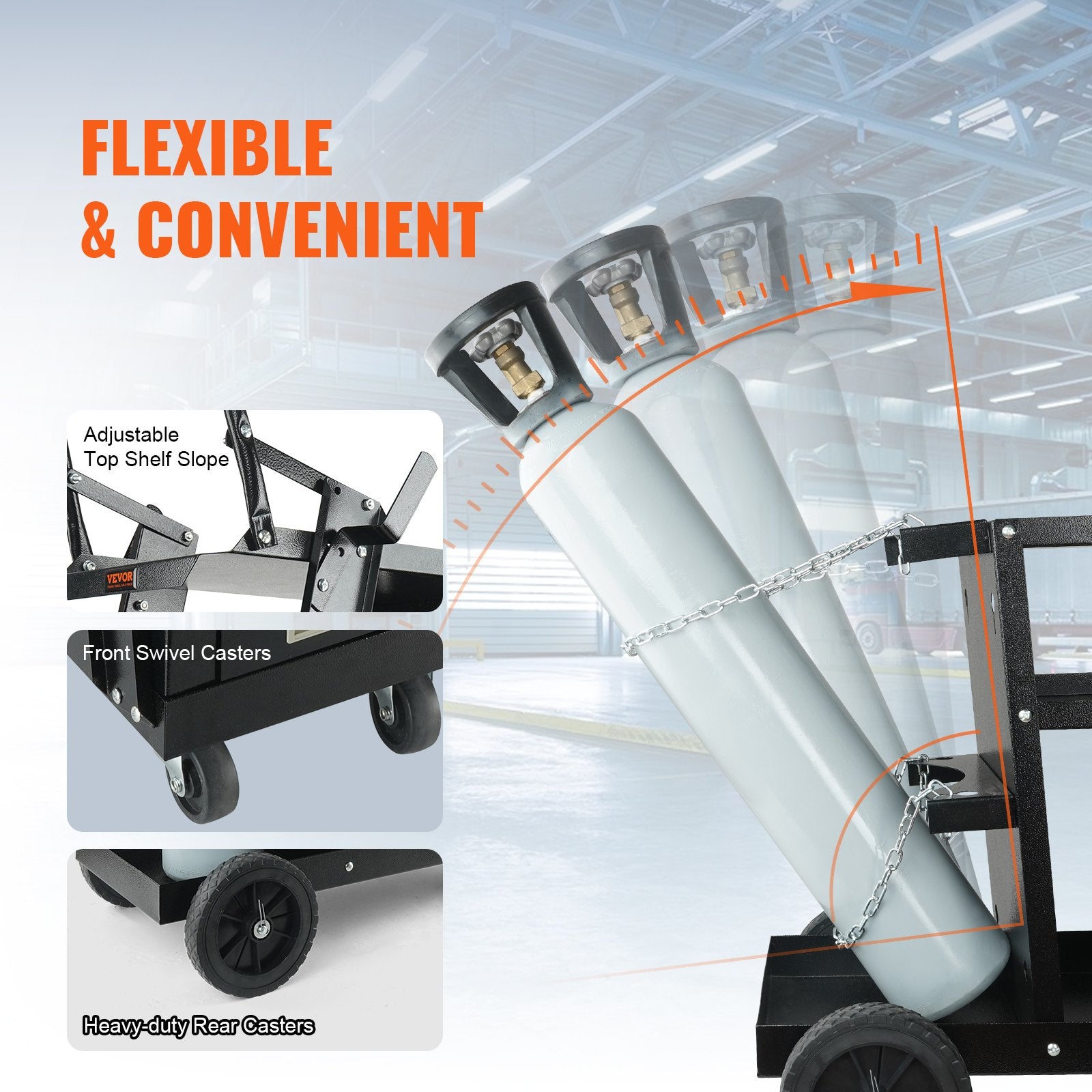 Welding Cart 2-Tier 4-Drawer Heavy-Duty 265lbs Capacity with Swivel Wheels