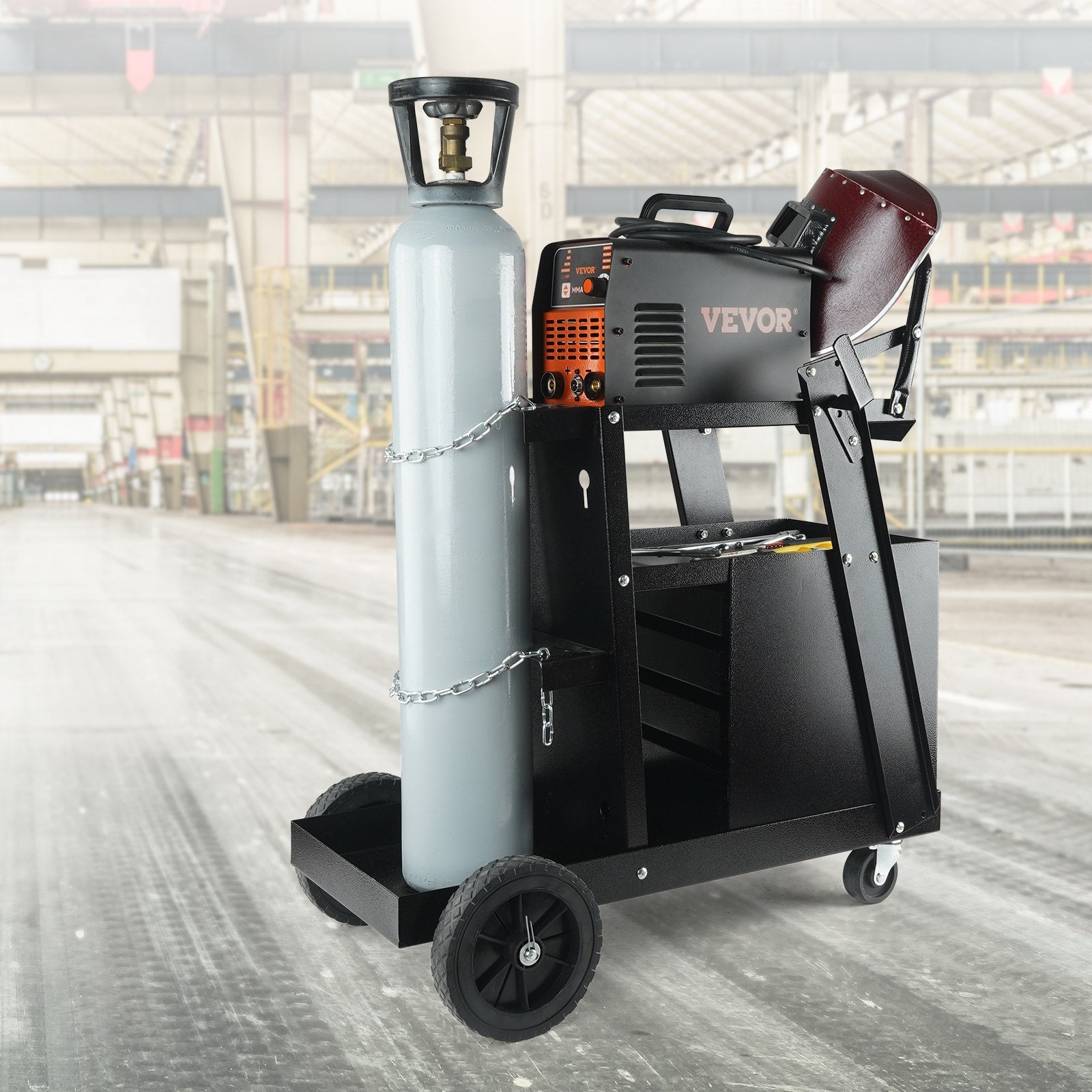 Welding Cart 2-Tier 4-Drawer Heavy-Duty 265lbs Capacity with Swivel Wheels