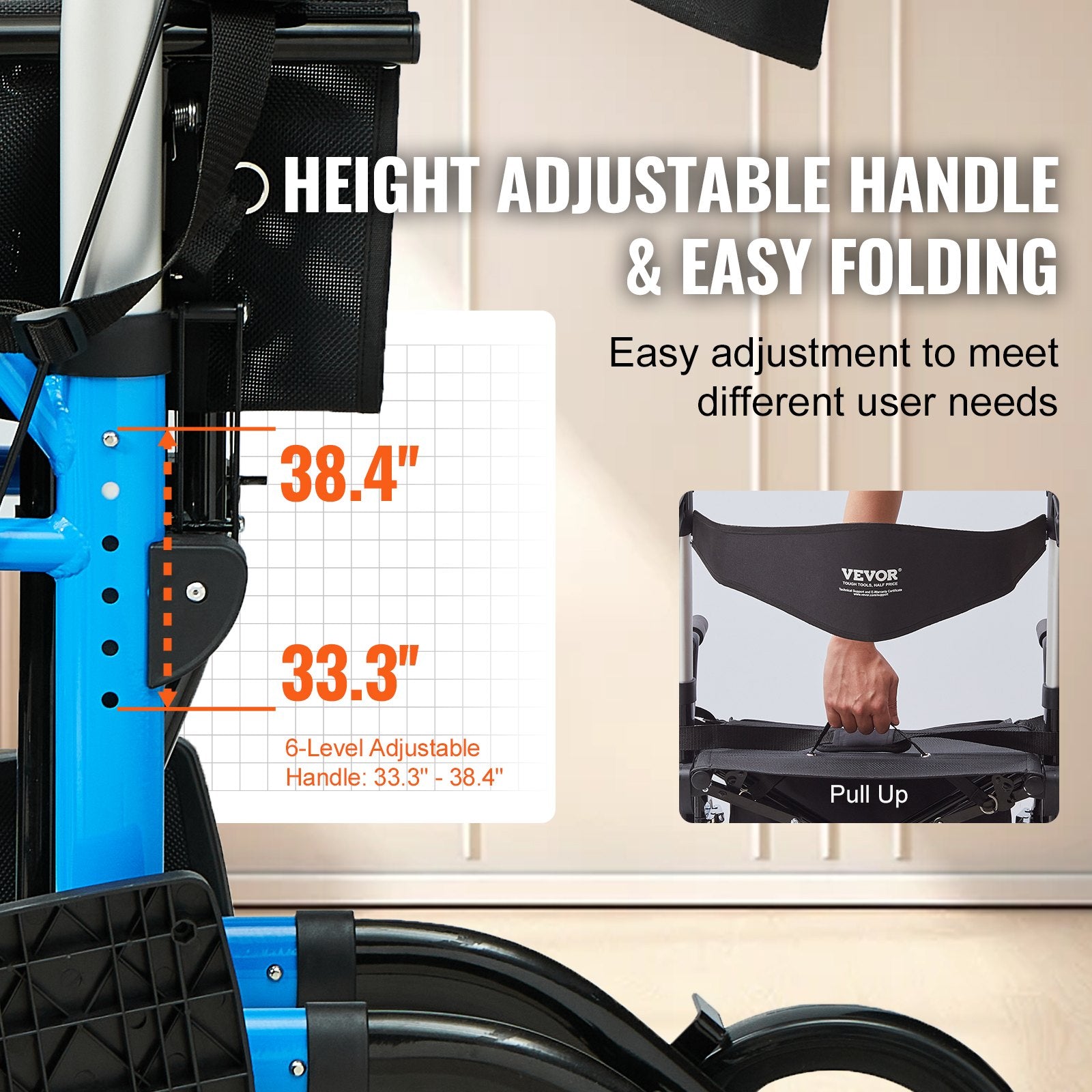 2-in-1 Rollator Walker & Transport Chair Folding Aluminum Mobility Aid