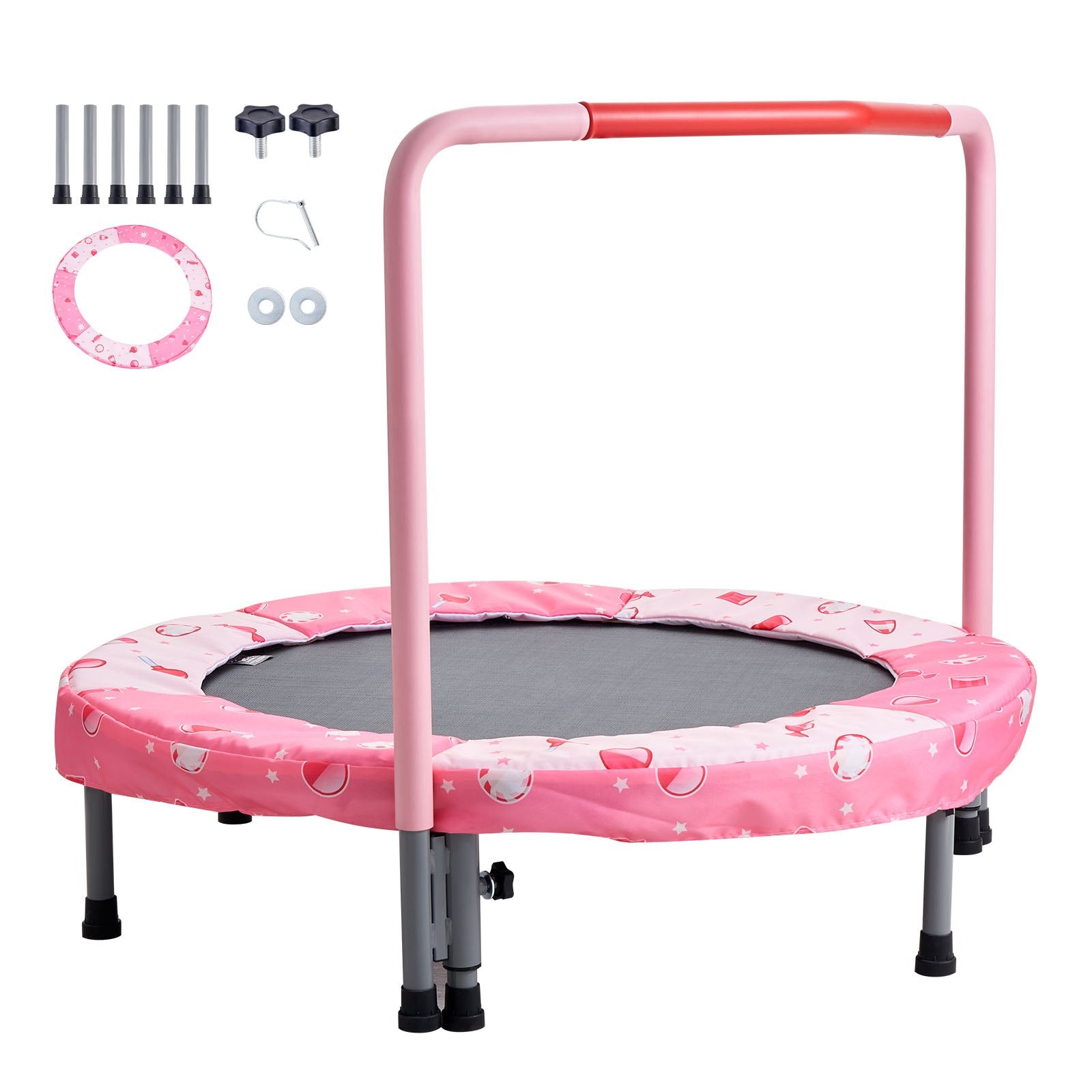 36" Kids Trampoline 3FT Foldable Indoor Outdoor Mini Trampoline with Handle Red
