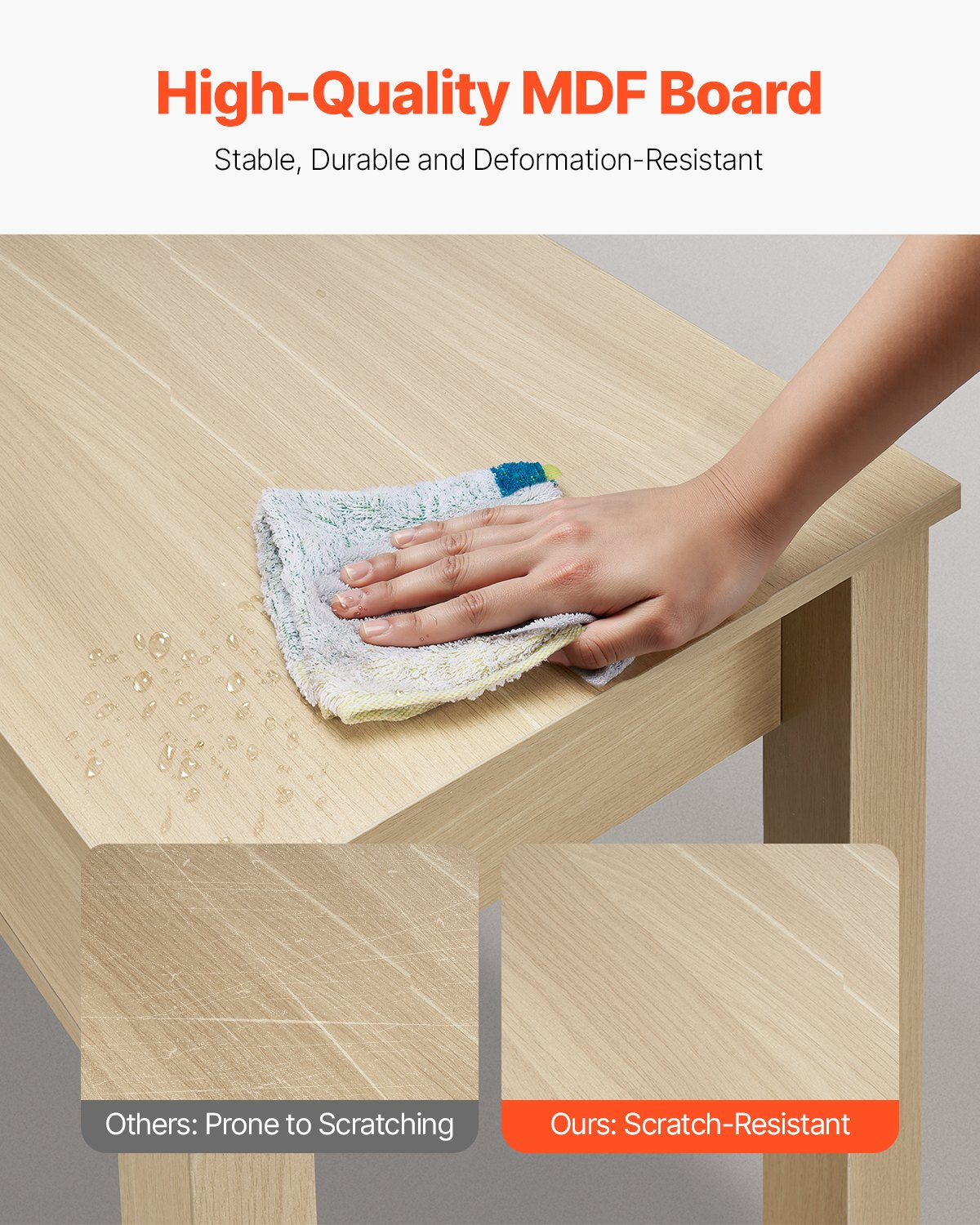 Kids Study Desk with Drawers Modern MDF Writing Table, Light Wood