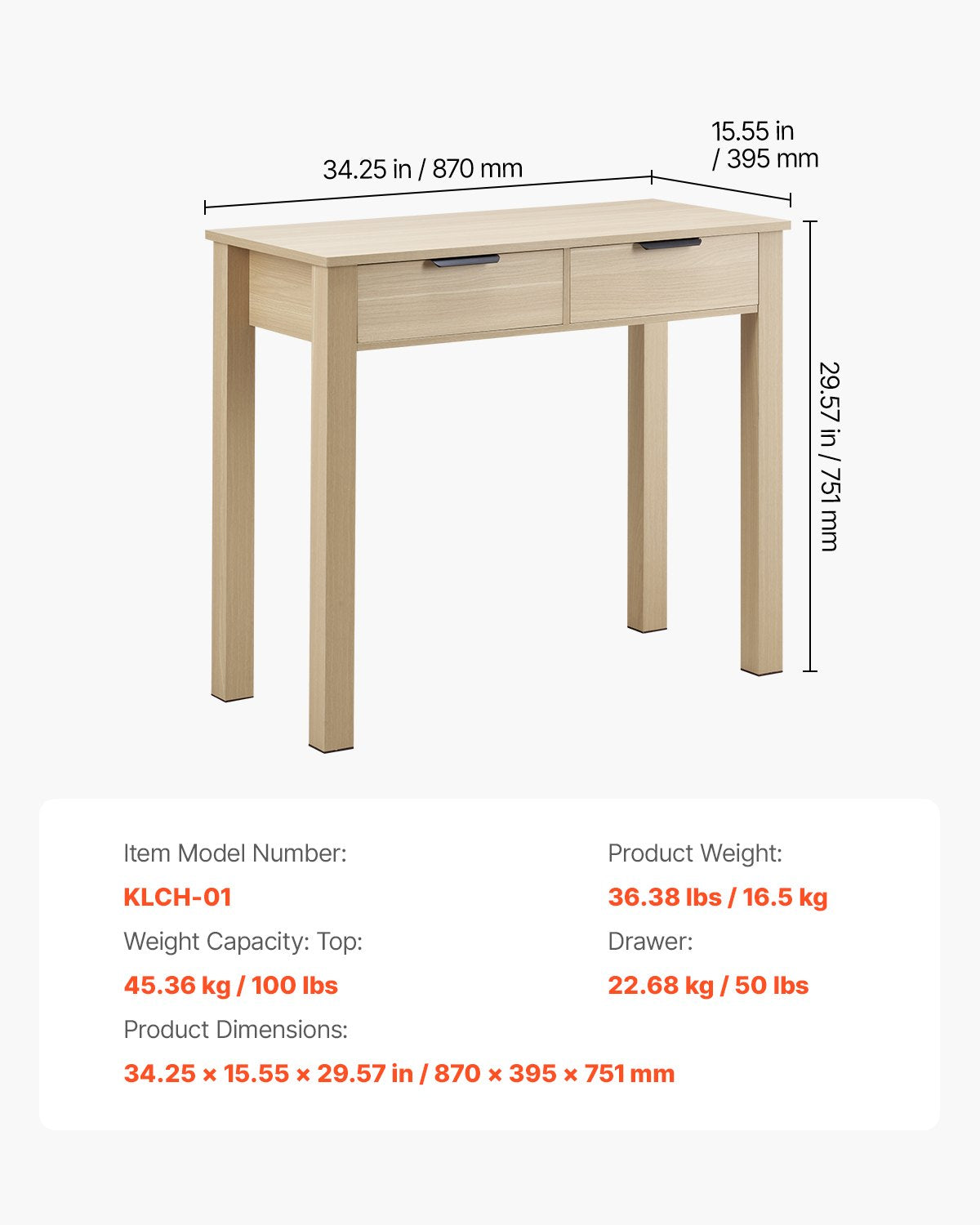 Kids Study Desk with Drawers Modern MDF Writing Table, Light Wood