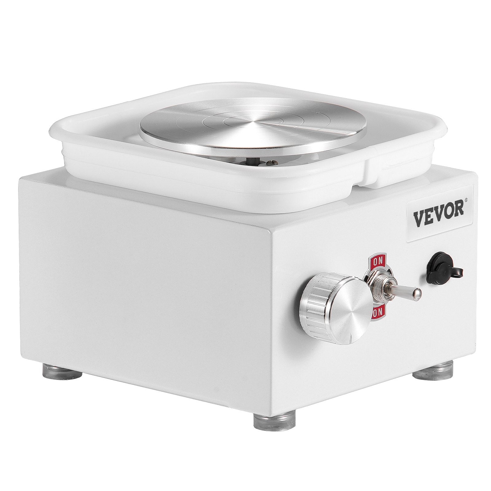Mini Pottery Wheel 0-320RPM Adjustable, 2 Turntables with 18 Accessories, White