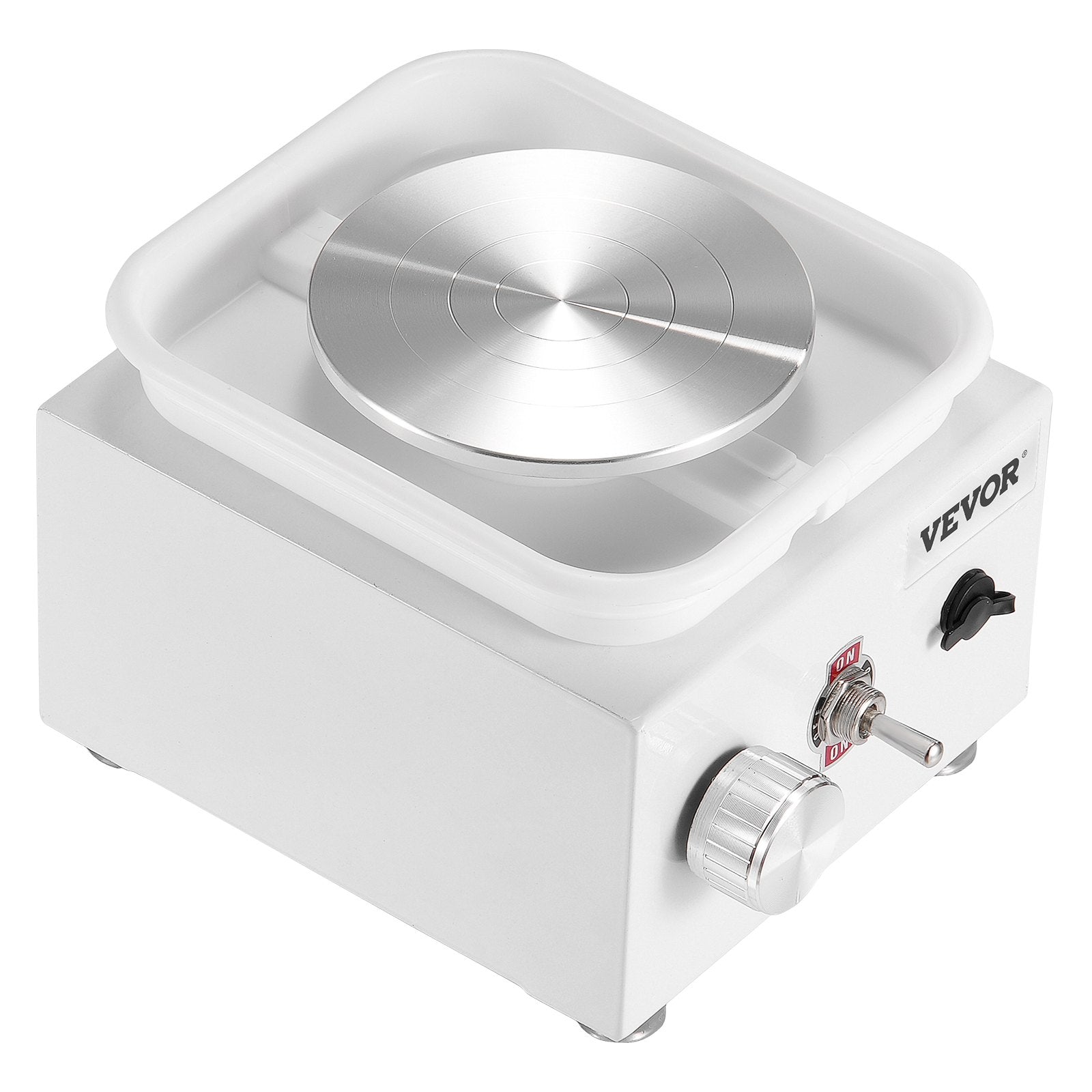 Mini Pottery Wheel 0-320RPM Adjustable, 2 Turntables with 18 Accessories, White