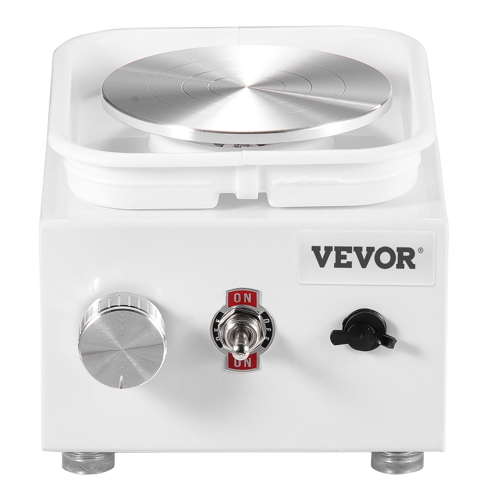 Mini Pottery Wheel 0-320RPM Adjustable, 2 Turntables with 18 Accessories, White