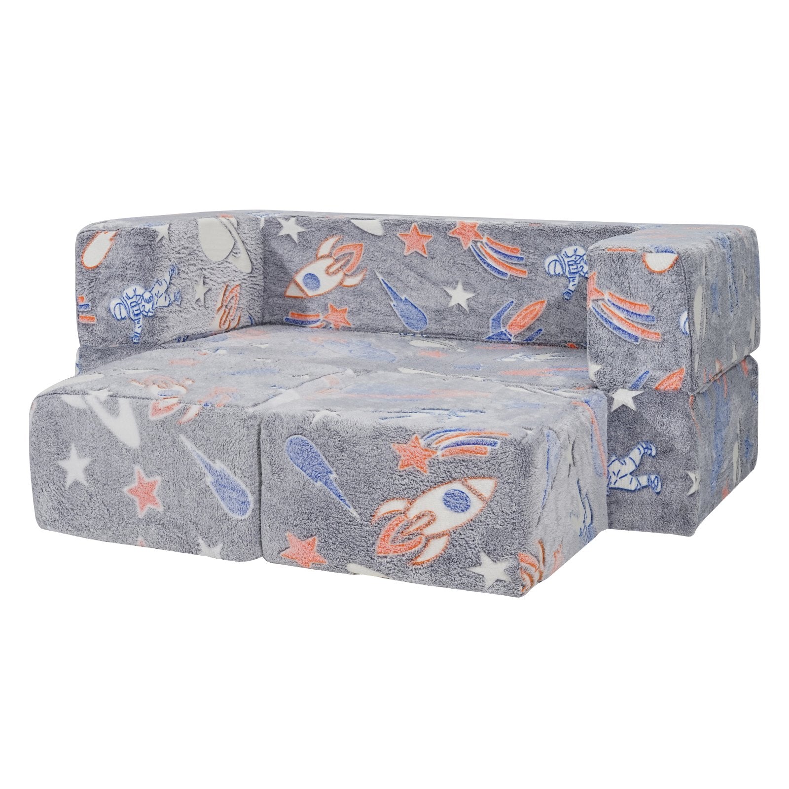 Kids Couch 4PCS Toddler Sofa Bed Sectional Chair Removable Cover Dark Grey