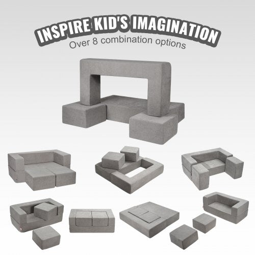 VEVOR 4Pcs Kids Couch Modular Sofa Bed Sectional Playroom Furniture