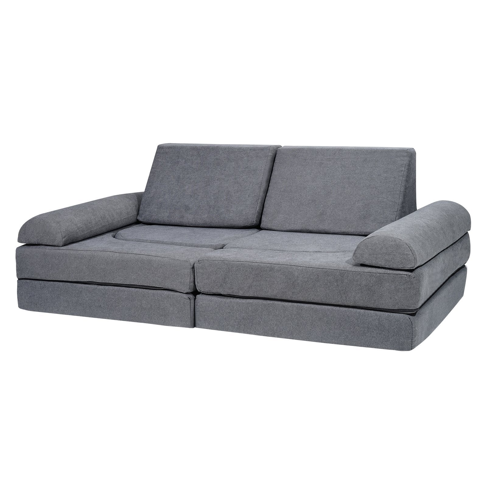 Kids Couch 10Pcs Modular Play Sofa, Toddler Chair with Removable Cover Grey