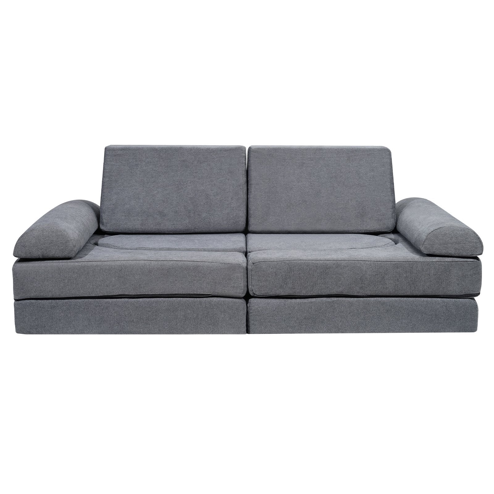 Kids Couch 10Pcs Modular Play Sofa, Toddler Chair with Removable Cover Grey