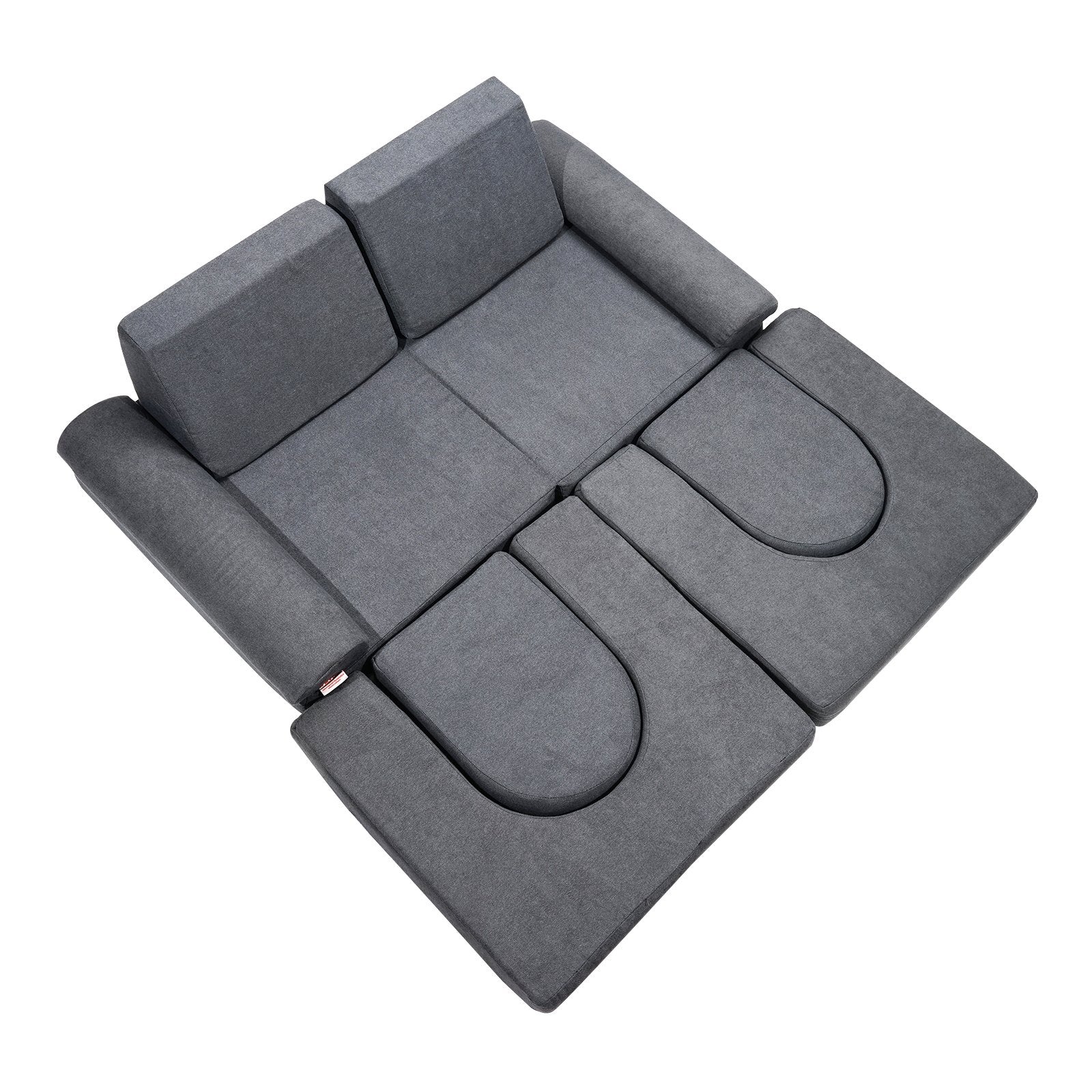 Kids Couch 10Pcs Modular Play Sofa, Toddler Chair with Removable Cover Grey