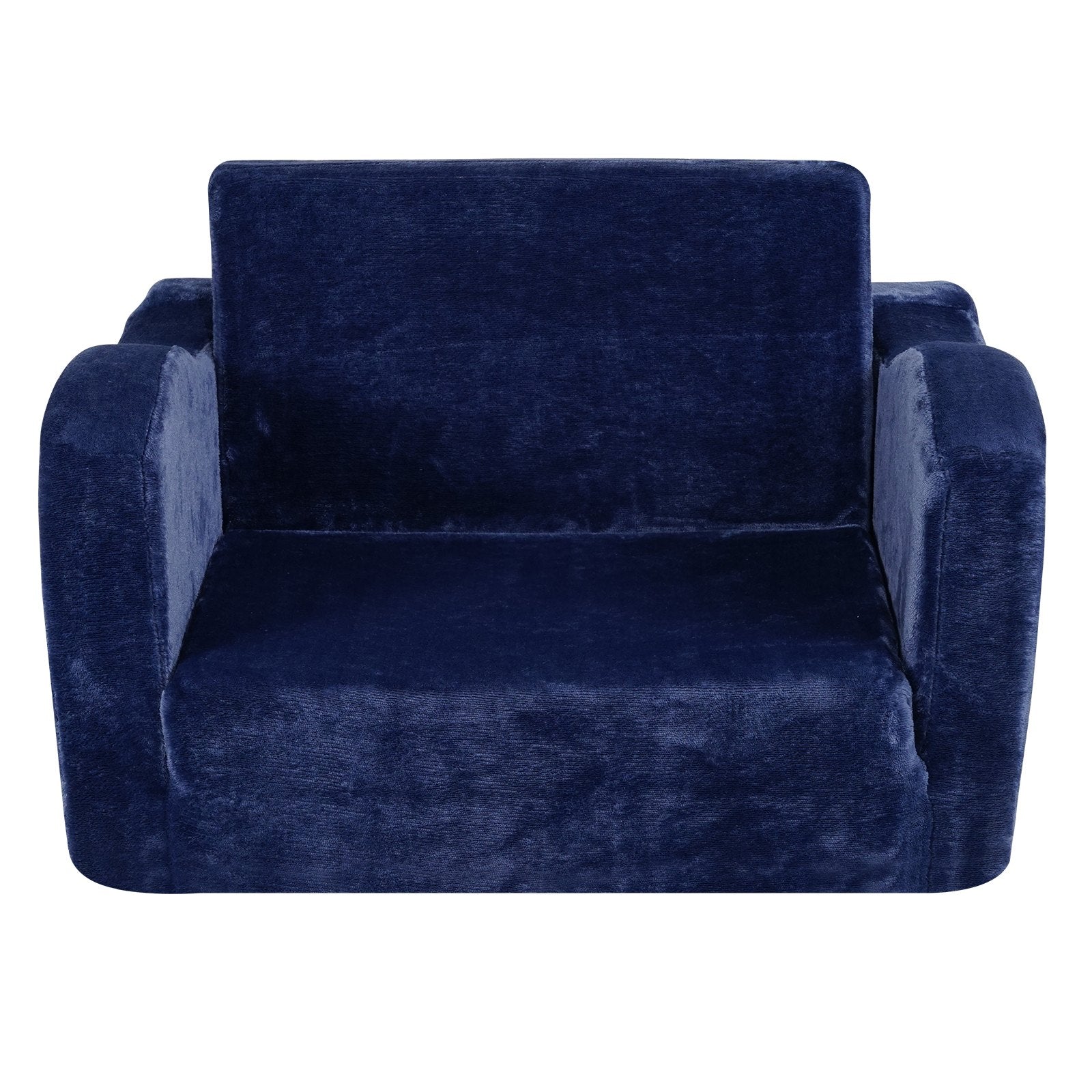 Kids Couch 2-in-1 Toddler Sofa Bed, Convertible Fold Out Chair Lounger Blue