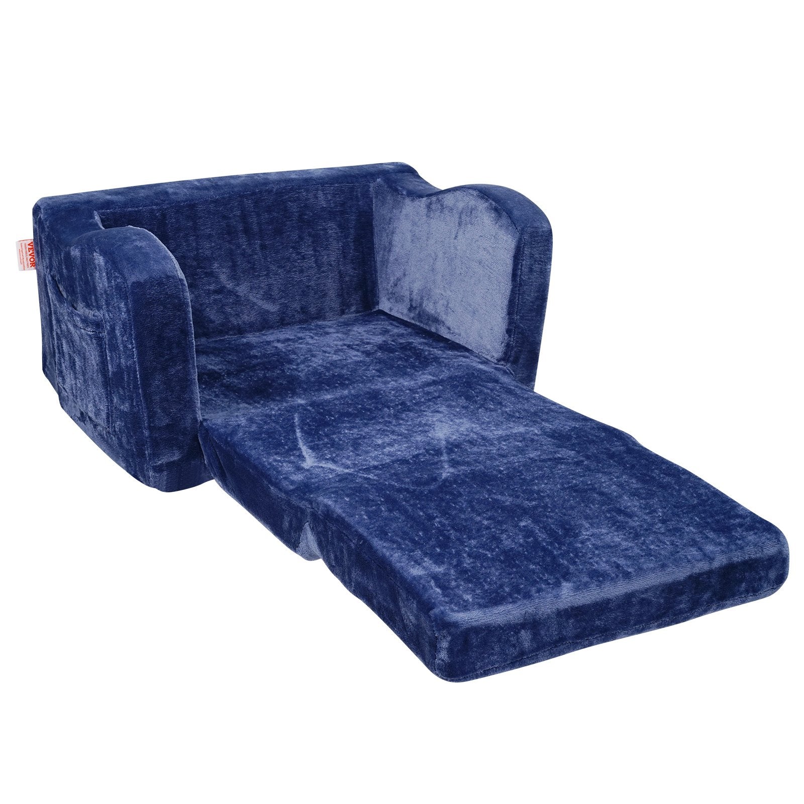 Kids Couch 2-in-1 Toddler Sofa Bed, Convertible Fold Out Chair Lounger Blue