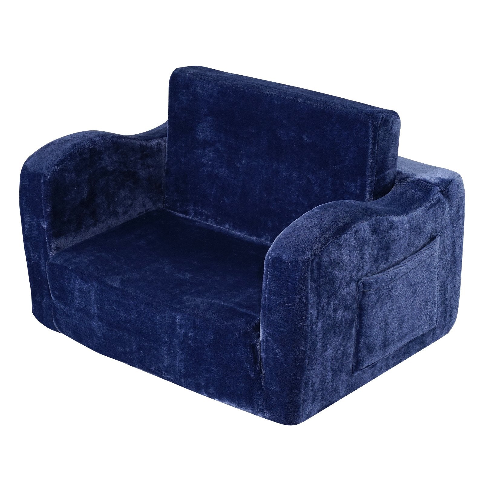 Kids Couch 2-in-1 Toddler Sofa Bed, Convertible Fold Out Chair Lounger Blue