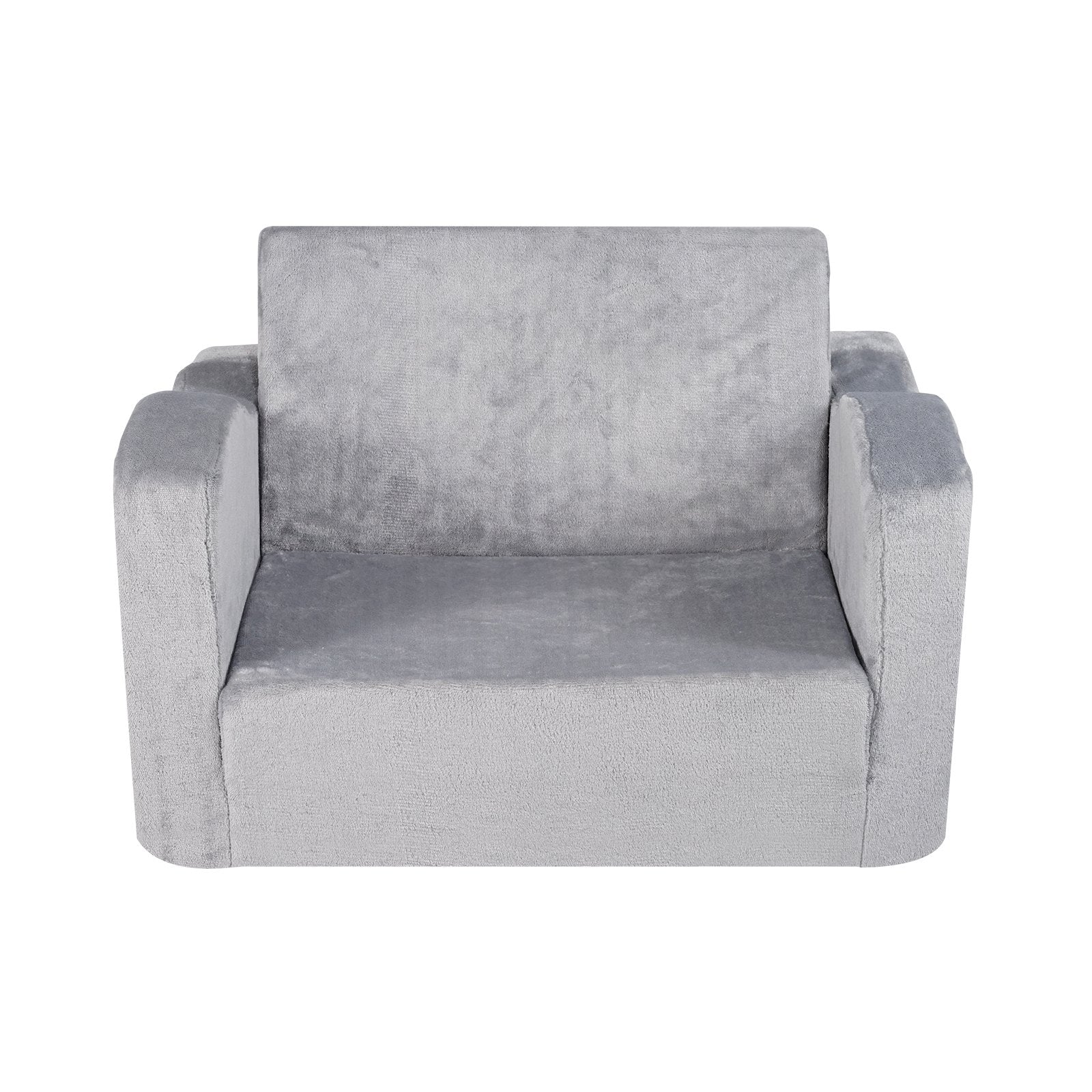 Kids Couch 2-in-1 Toddler Sofa Bed, Convertible Fold Out Chair Lounger Grey