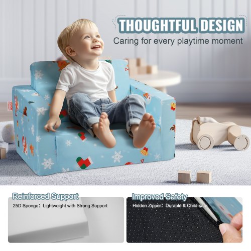 VEVOR 2 in 1 Kids Couch Toddler Chair Fold Out Sofa Bed for Girls and Boys