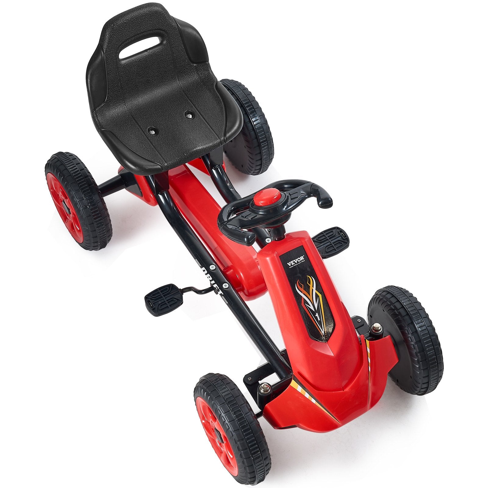 Kids Pedal Go Kart 4-Wheel Off-Road Ride-On Toy with Adjustable Seat Red