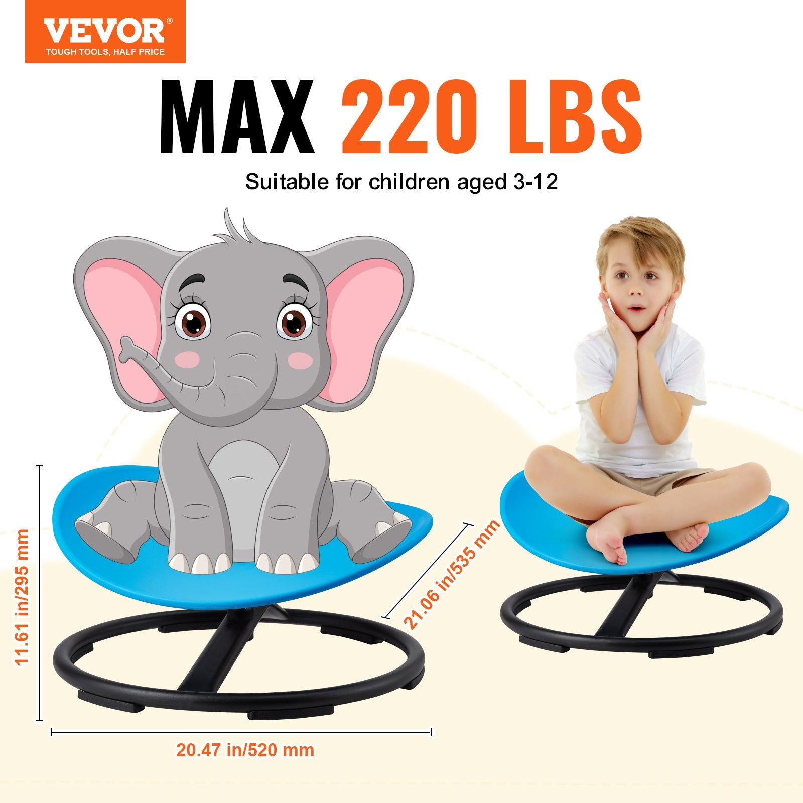 Kids Swivel Chair, 220 LBS Capacity, Sensory Spinning Chair for Autistic Kids