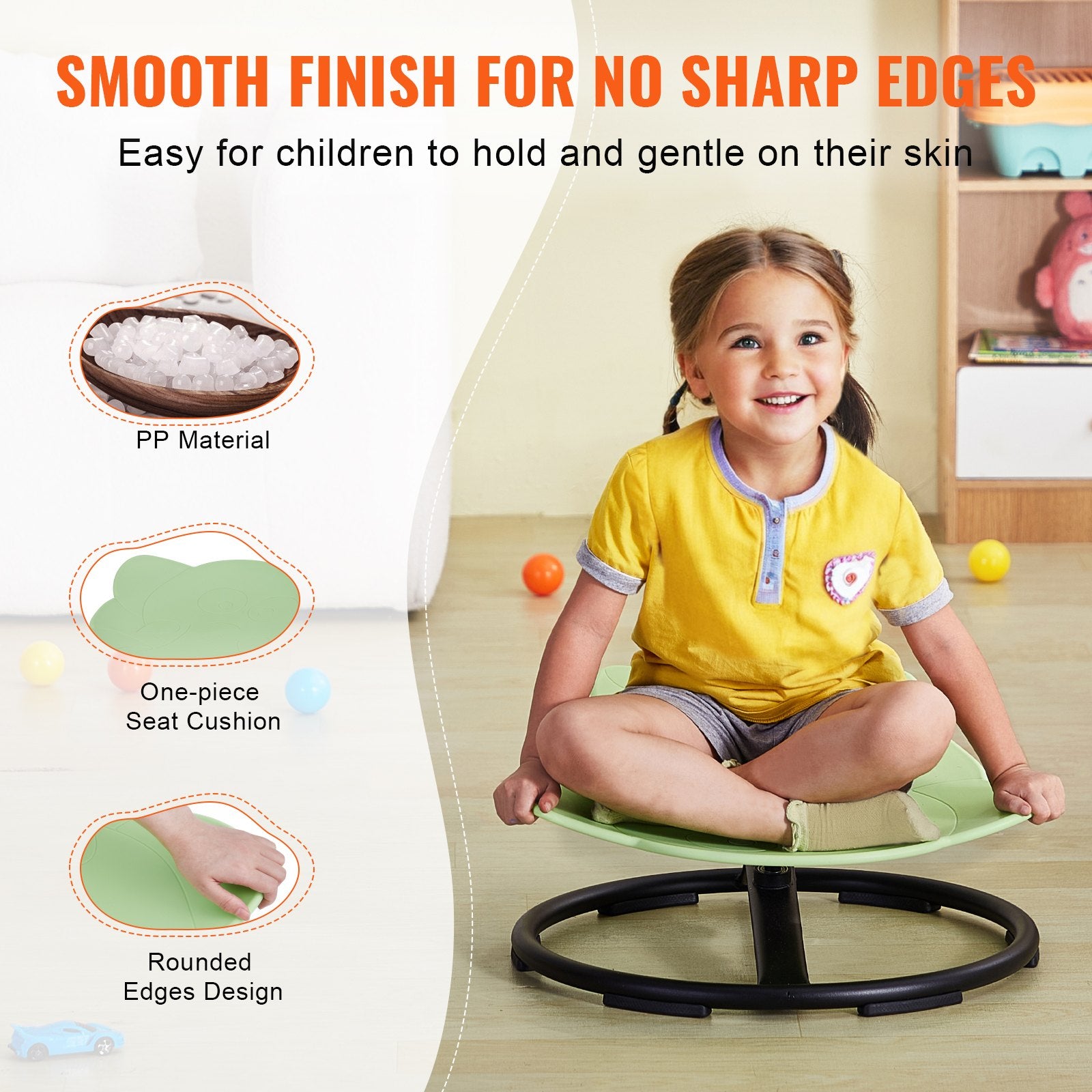 Elephant Kids Swivel Chair 360° Spinning, Toddler Sensory Sit and Spin Green