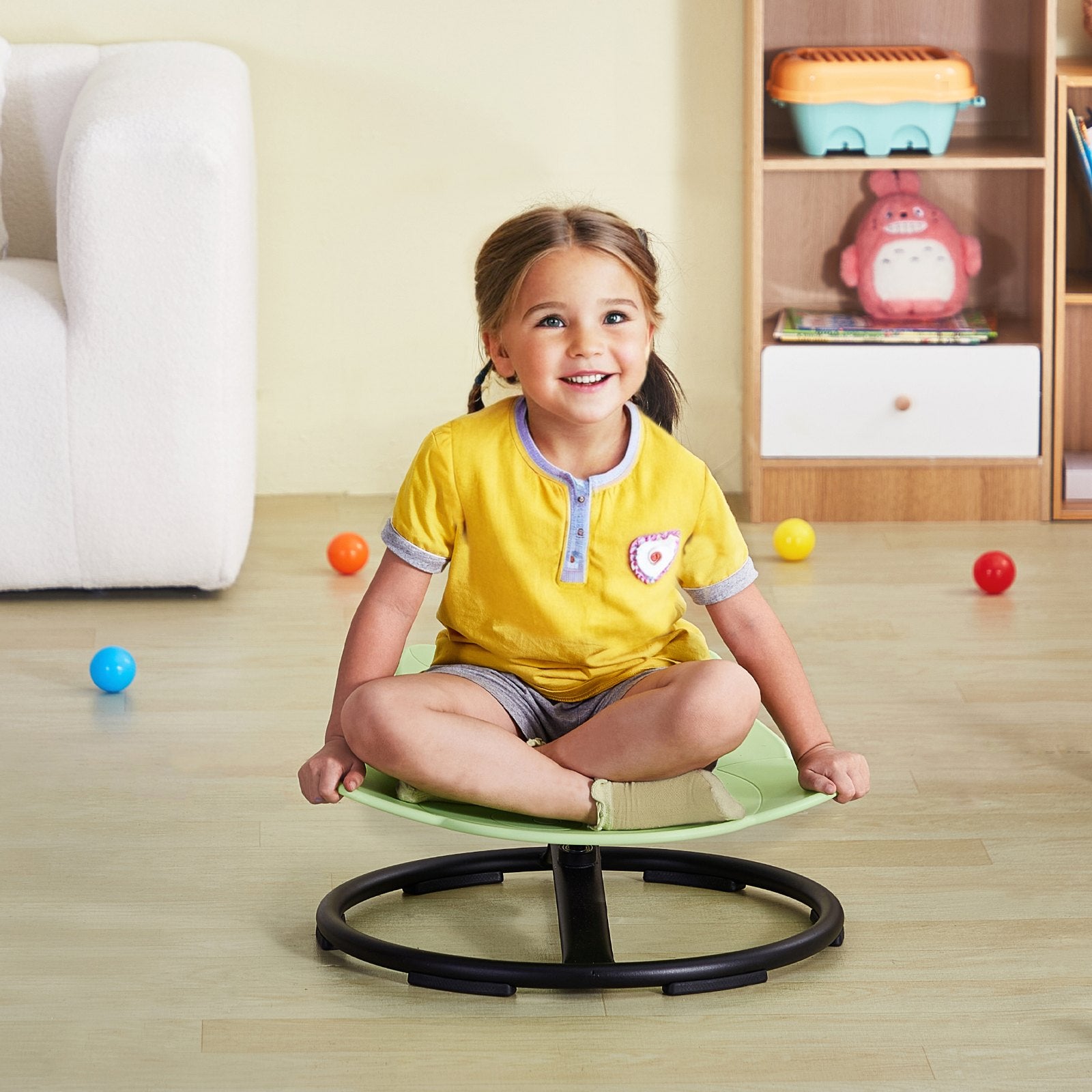 Elephant Kids Swivel Chair 360° Spinning, Toddler Sensory Sit and Spin Green