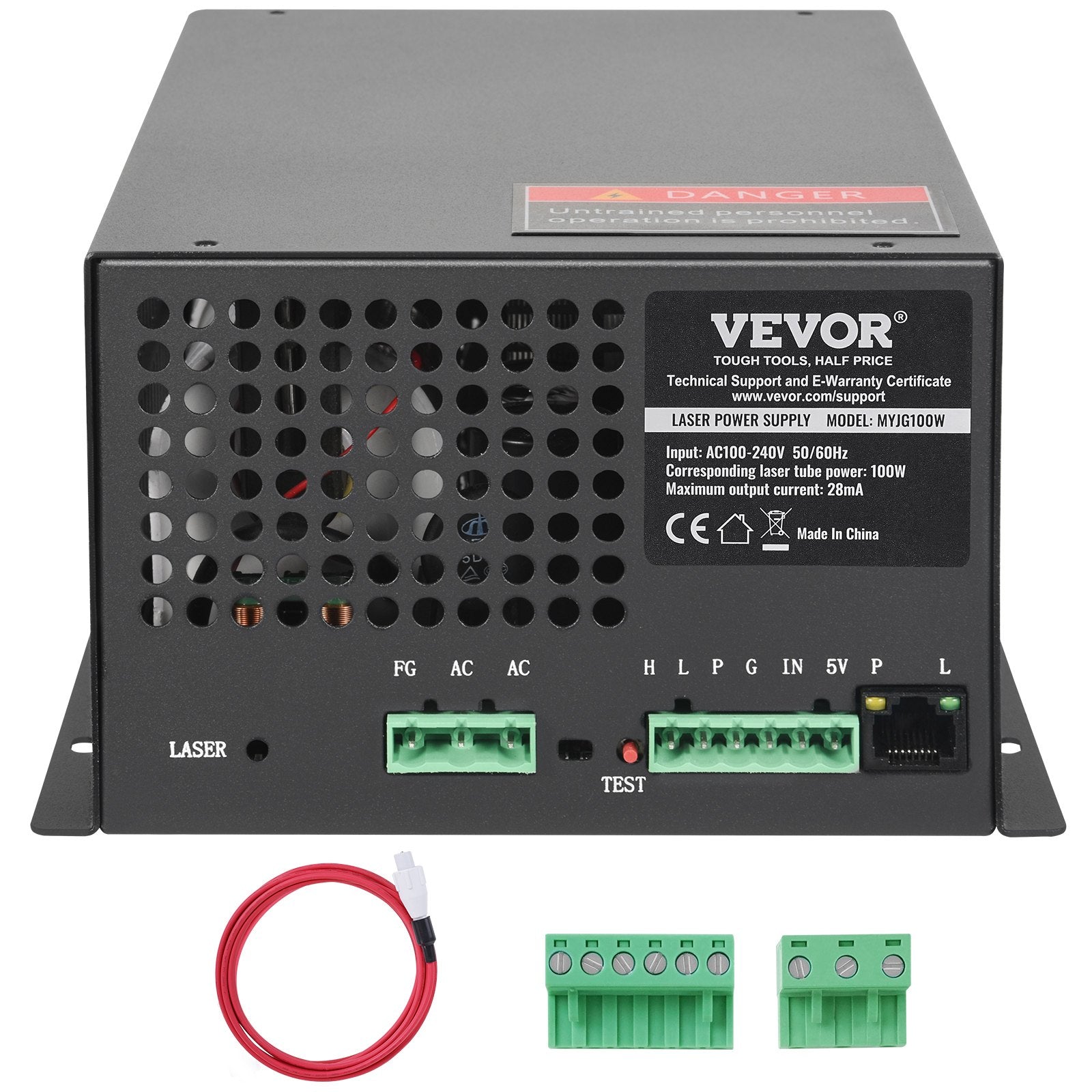 CO2 Laser Power Supply 100W Constant Current Open Circuit Protection Engravers