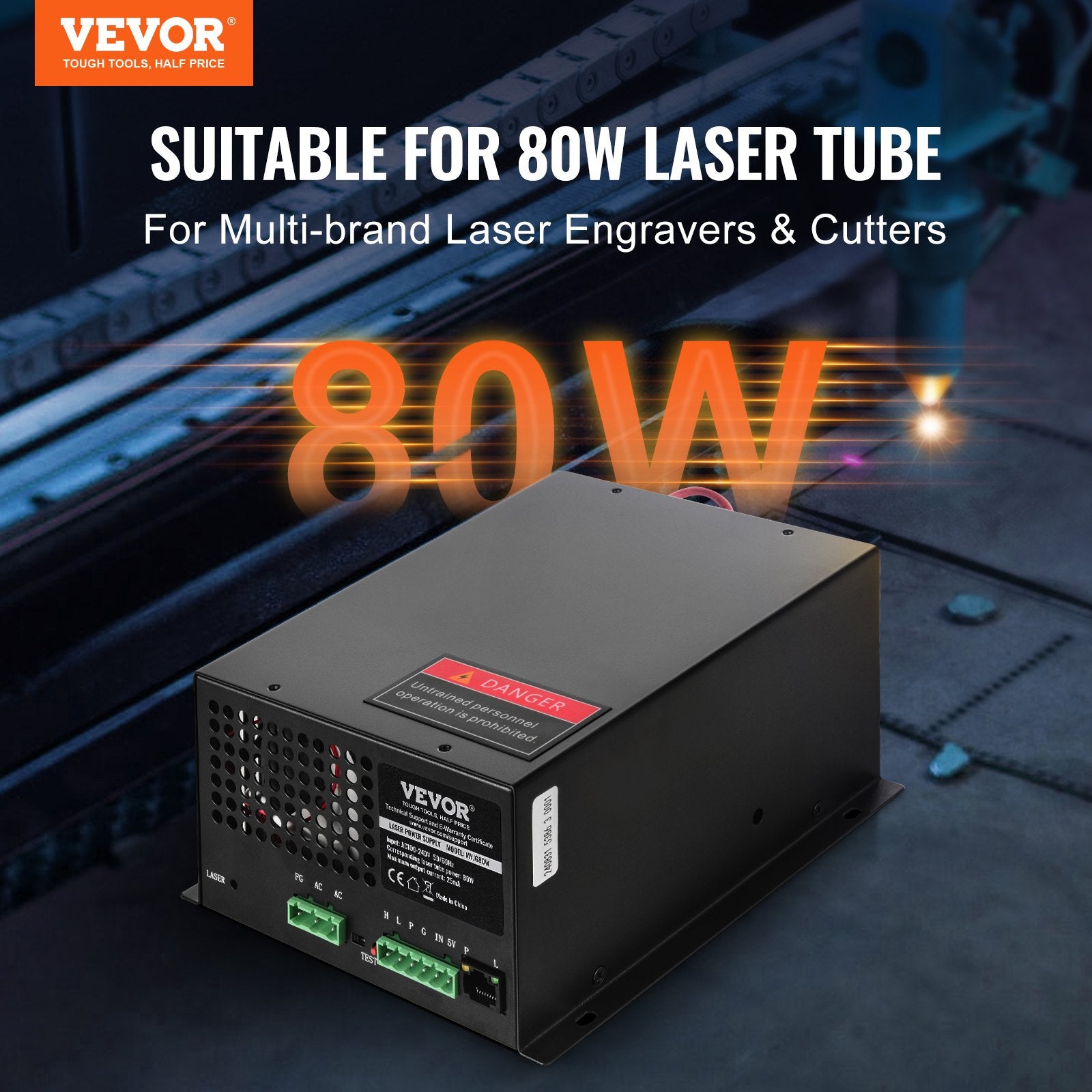 CO2 Laser Power Supply, 80W Power Supply for 80W Laser Tube