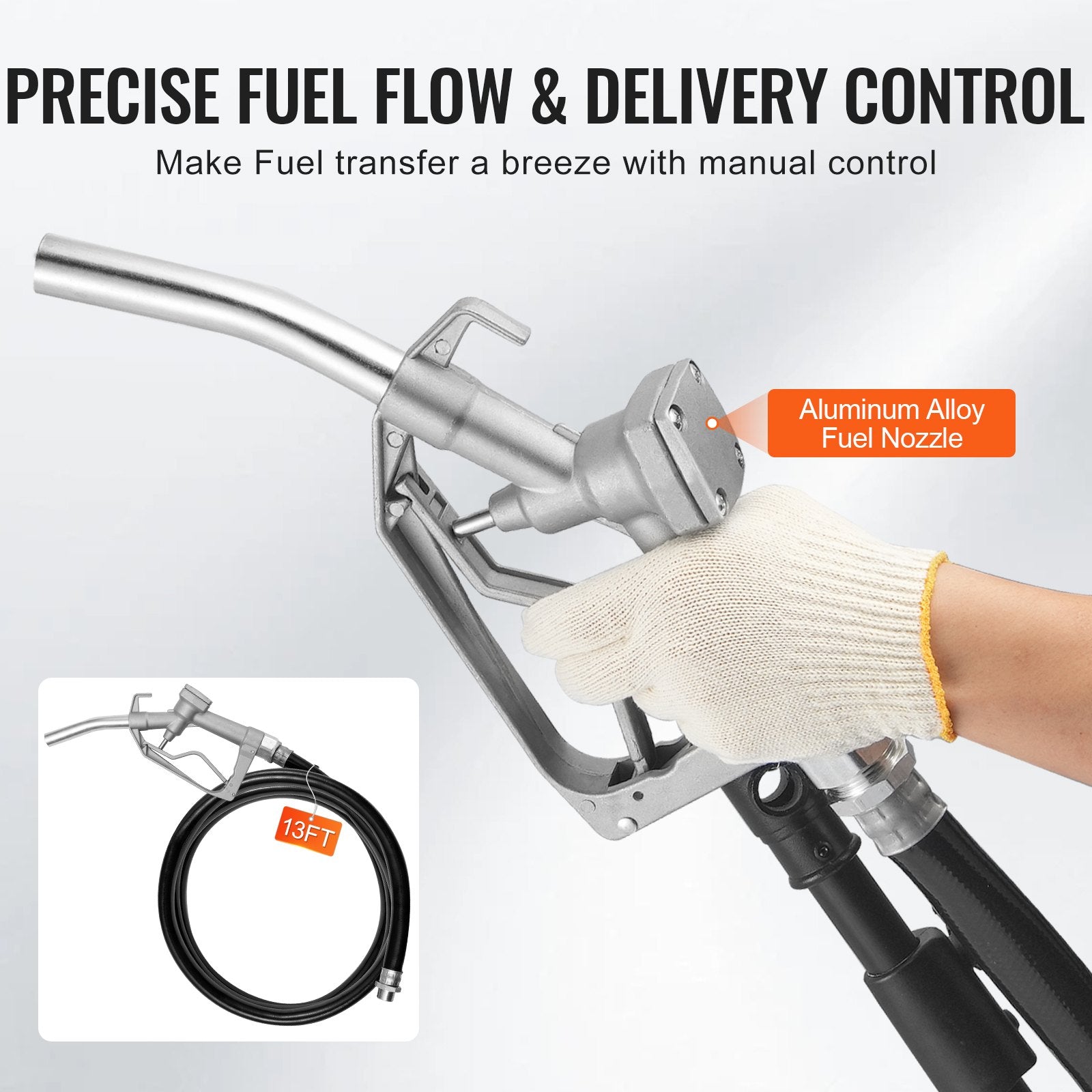 Fuel Transfer Pump 12V DC 5.3 GPM Portable Diesel Gasoline Auto Nozzle