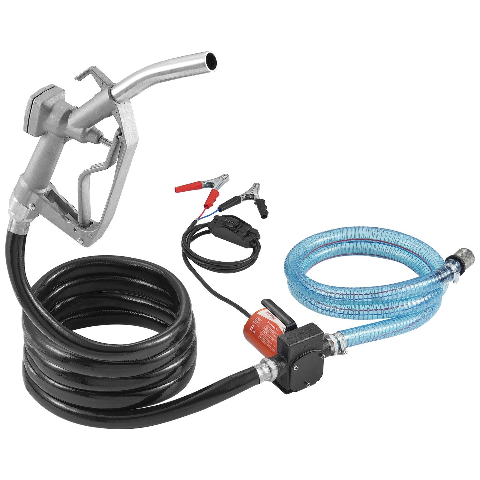 Fuel Transfer Pump 12V DC 5.3 GPM Portable Diesel Gasoline Auto Nozzle