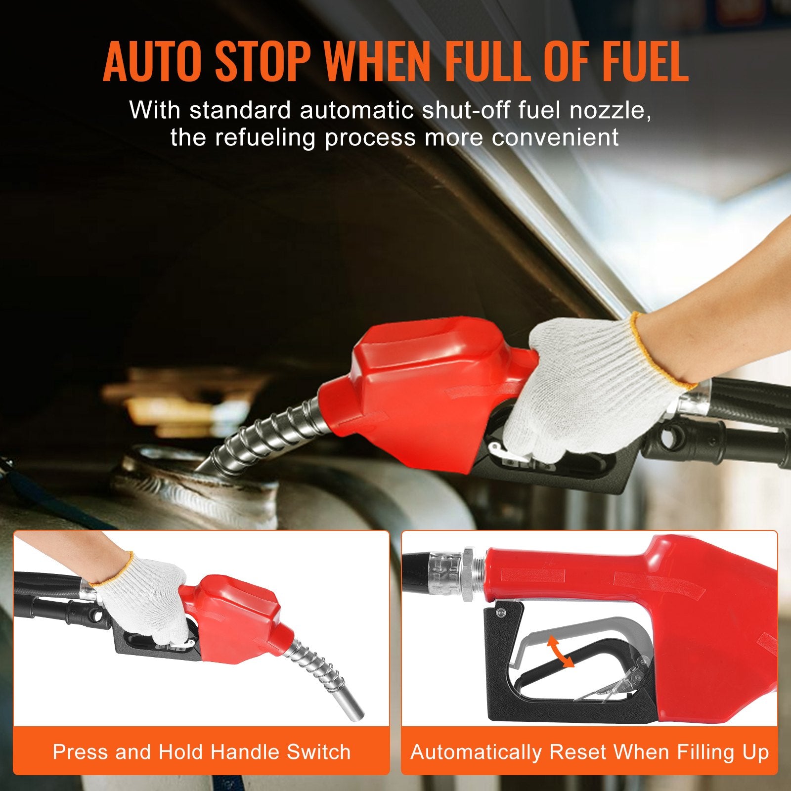 Fuel Transfer Pump 12V DC 8GPM 1/6 HP Portable Electric Auto Shut-Off Nozzle