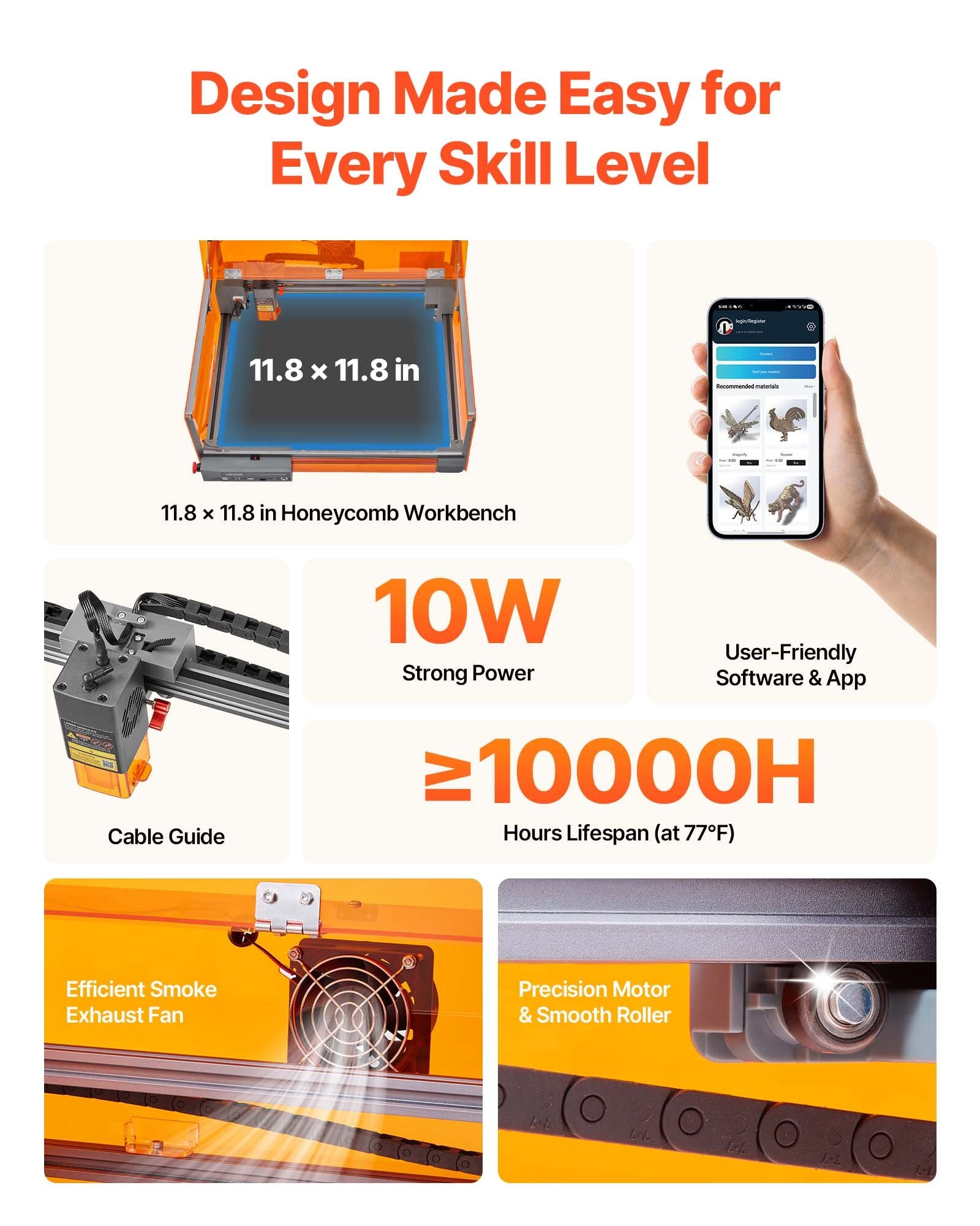 Laser Engraver 10W with Enclosure 300x300mm Cutter Wood Leather Glass