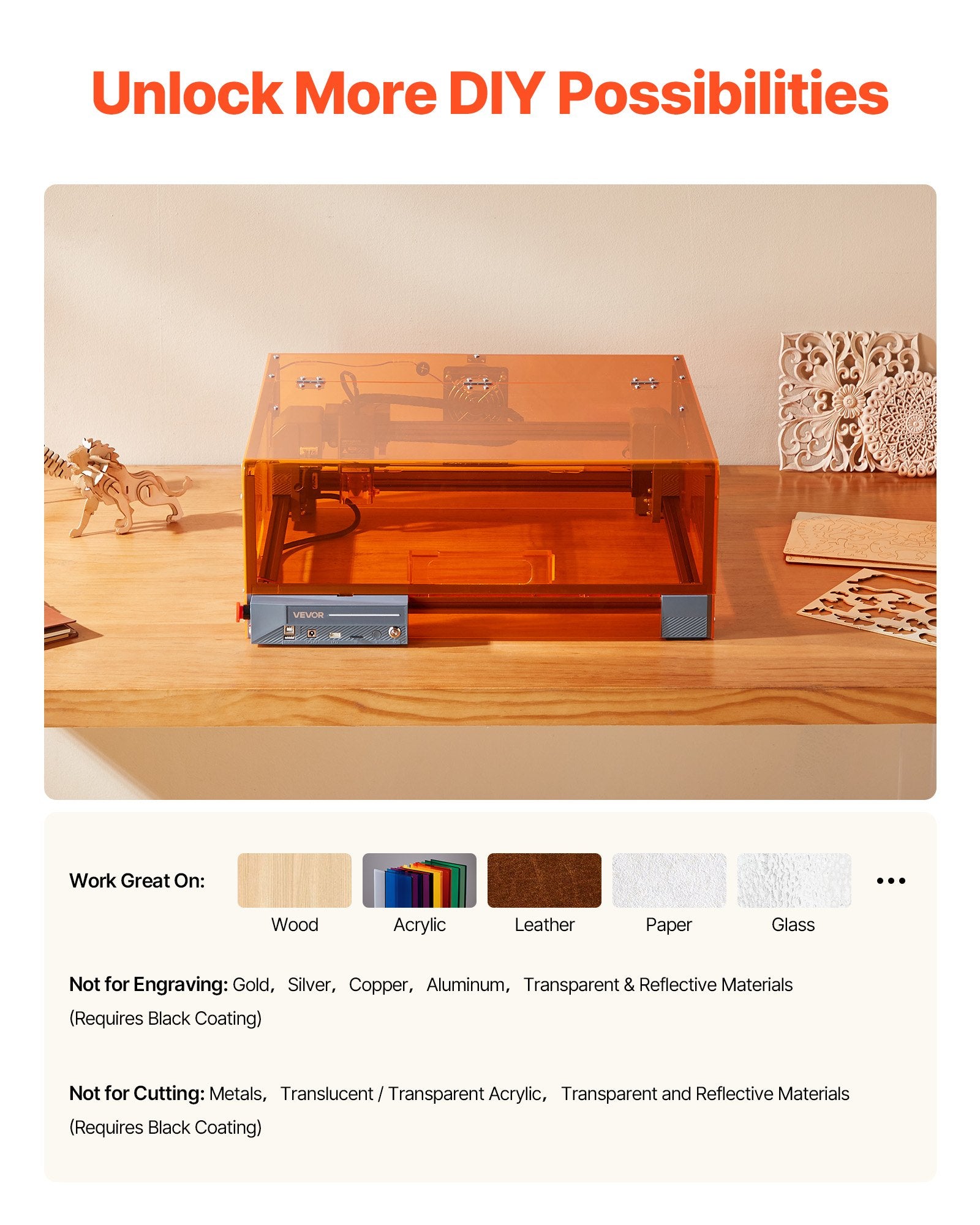 Laser Engraver 10W with Enclosure 300x300mm Cutter Wood Leather Glass