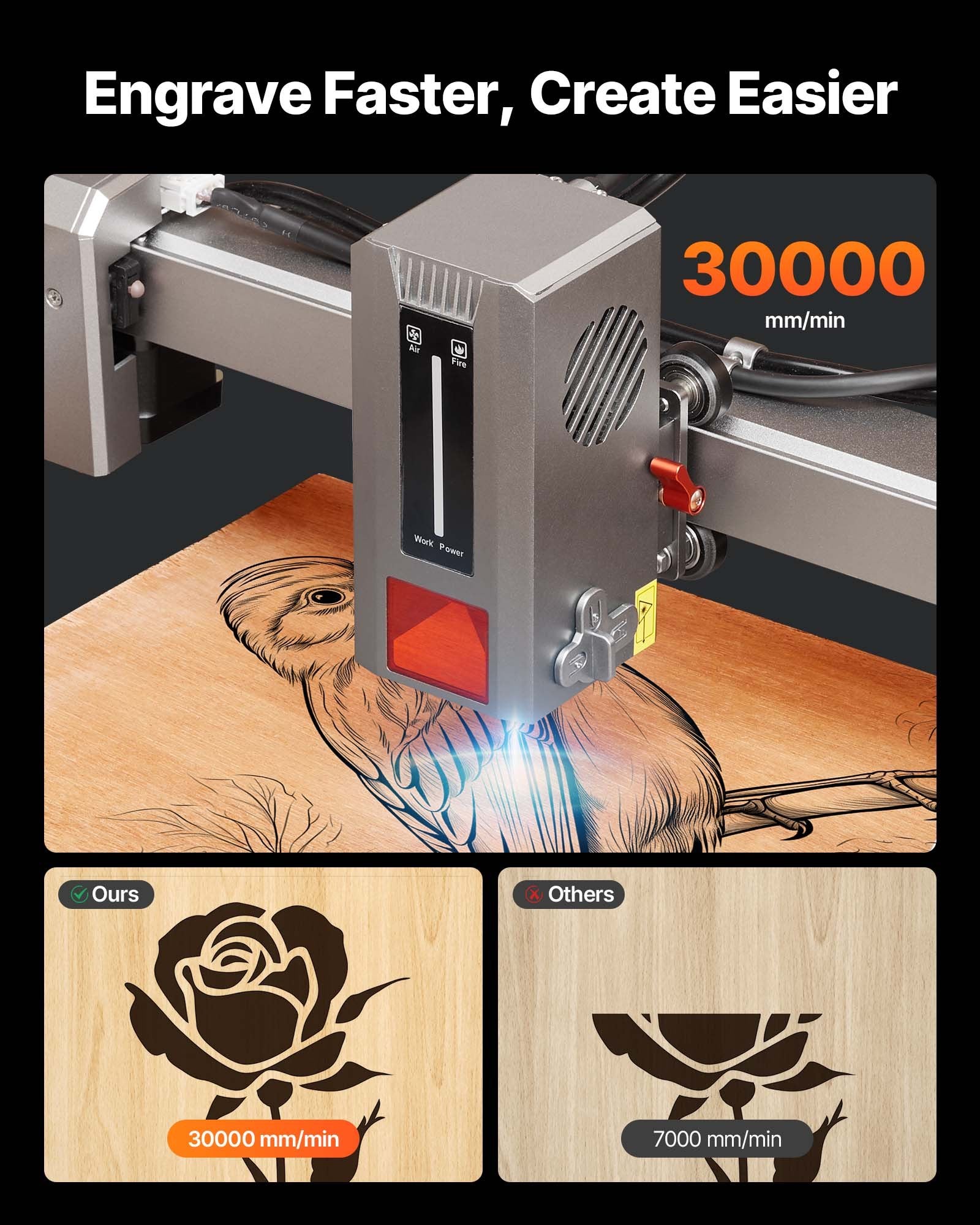 Laser Engraver 20W with Enclosure, 400x400mm Area, Cutter for Wood, Leather, Glass