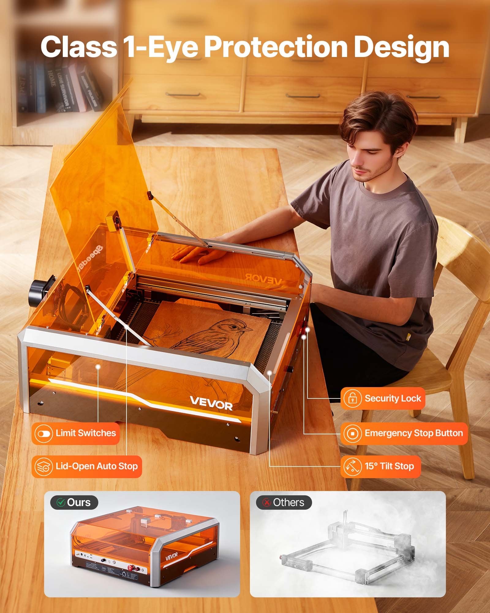 Laser Engraver 20W with Enclosure, 400x400mm Area, Cutter for Wood, Leather, Glass
