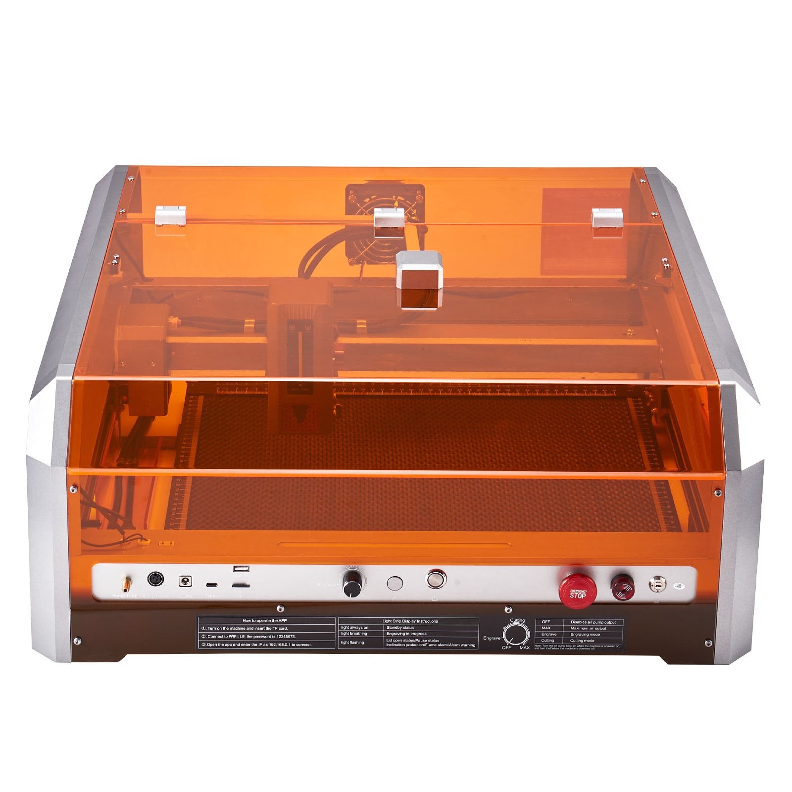 Laser Engraver 20W with Enclosure, 400x400mm Area, Cutter for Wood, Leather, Glass