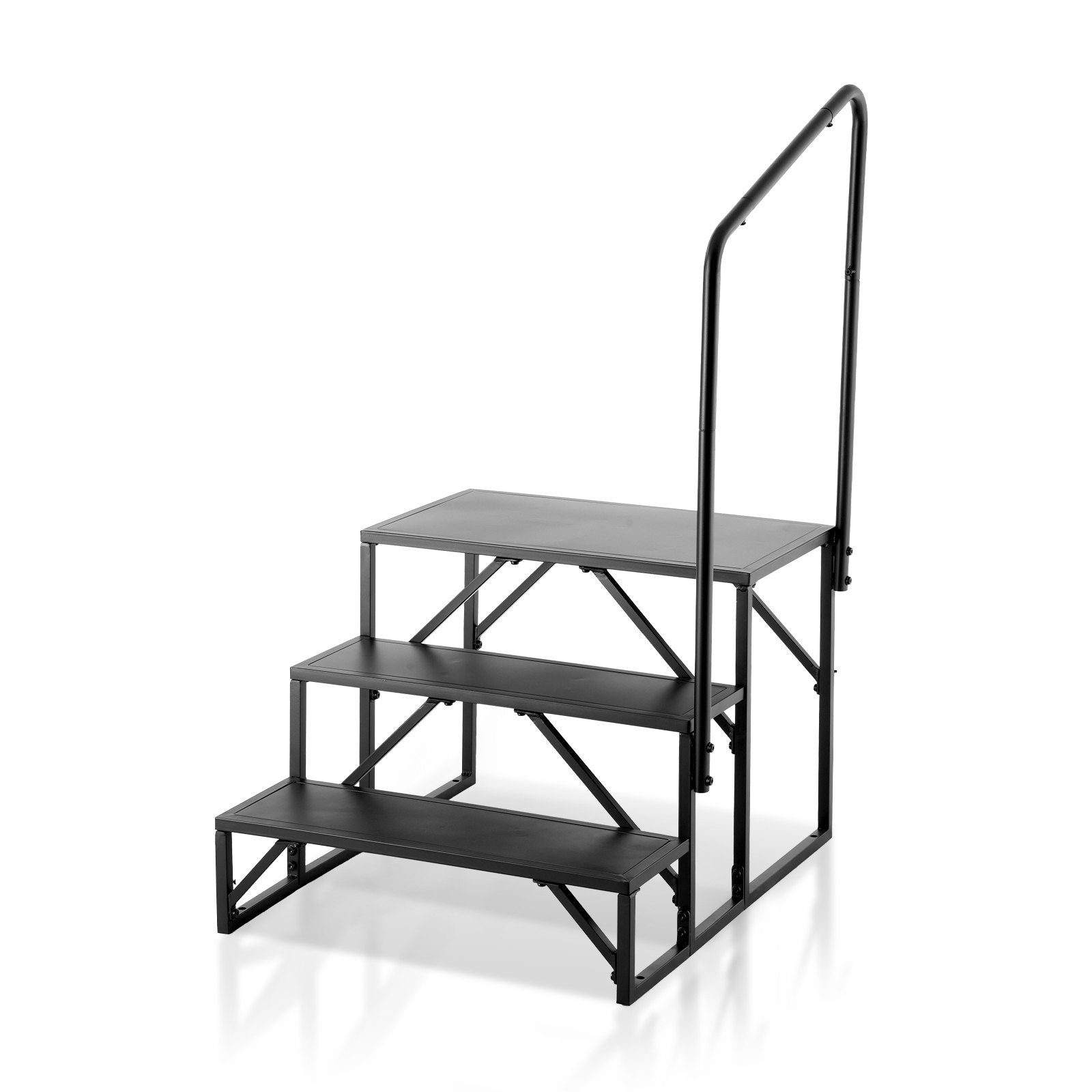 RV Steps 3-Step 199.58kg Carbon Steel Non-Slip w/Handrail for RV Trailer Camper