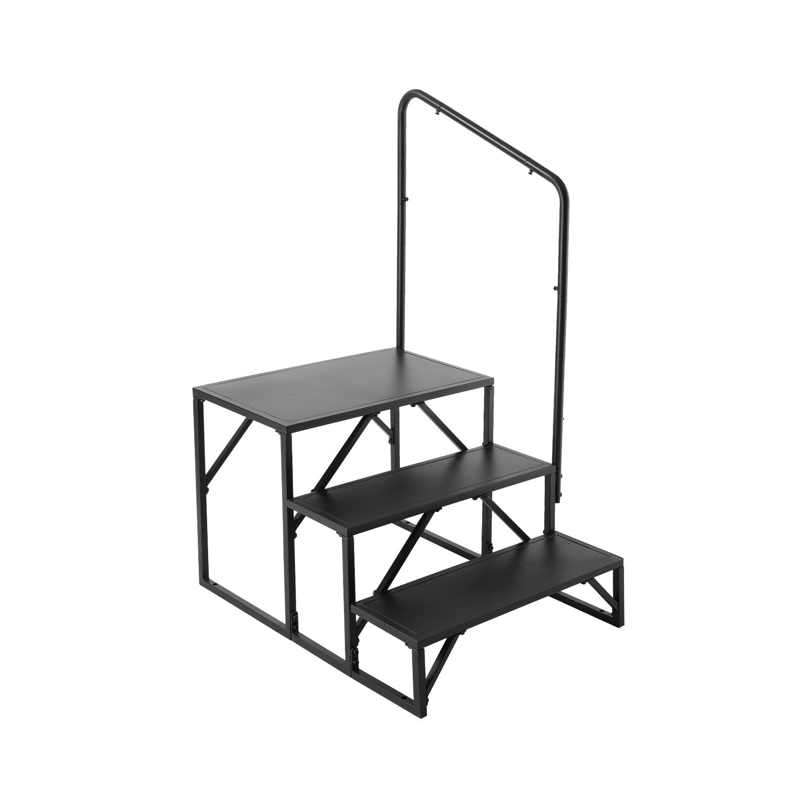 RV Steps 3-Step 199.58kg Carbon Steel Non-Slip w/Handrail for RV Trailer Camper