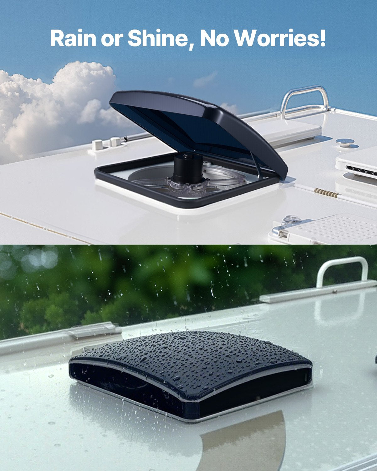RV Vent Fan 355.6mm 12V 10-Speed Reversible w/Remote DC Motor Power Top Lid