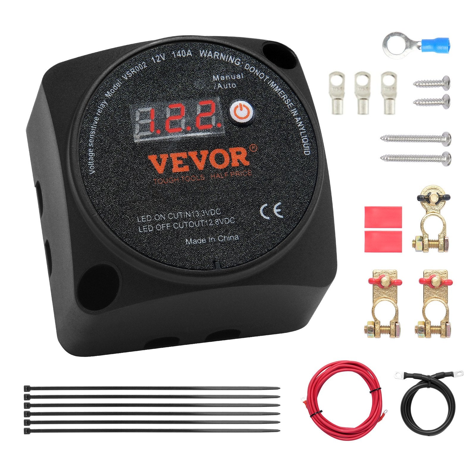 Dual Battery Isolator Kit 140Amp VSR with LCD for RV ATV Boat Vehicles