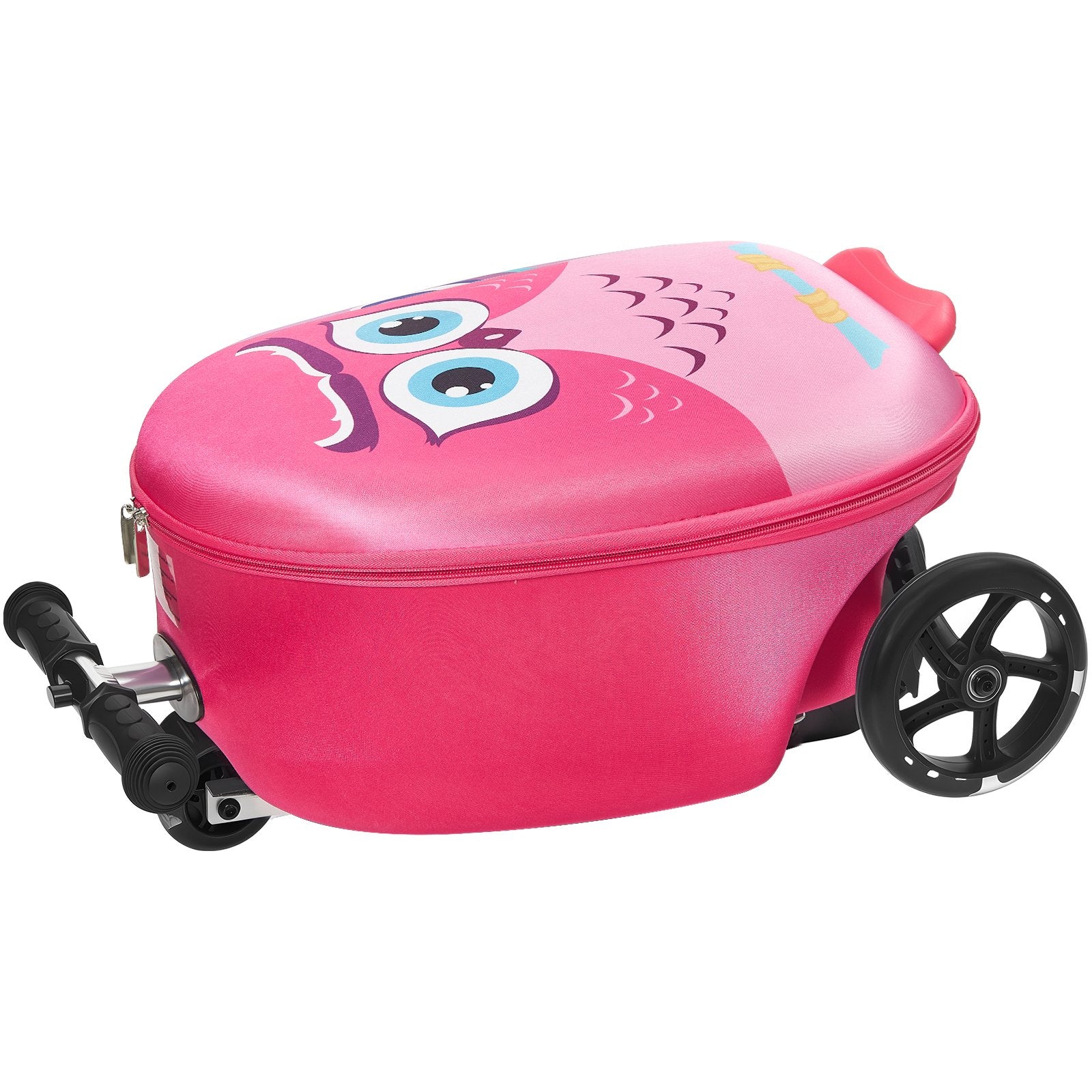 Ride-on Luggage 20L 20in Kids Scooter Suitcase Flash PU Wheels Pink