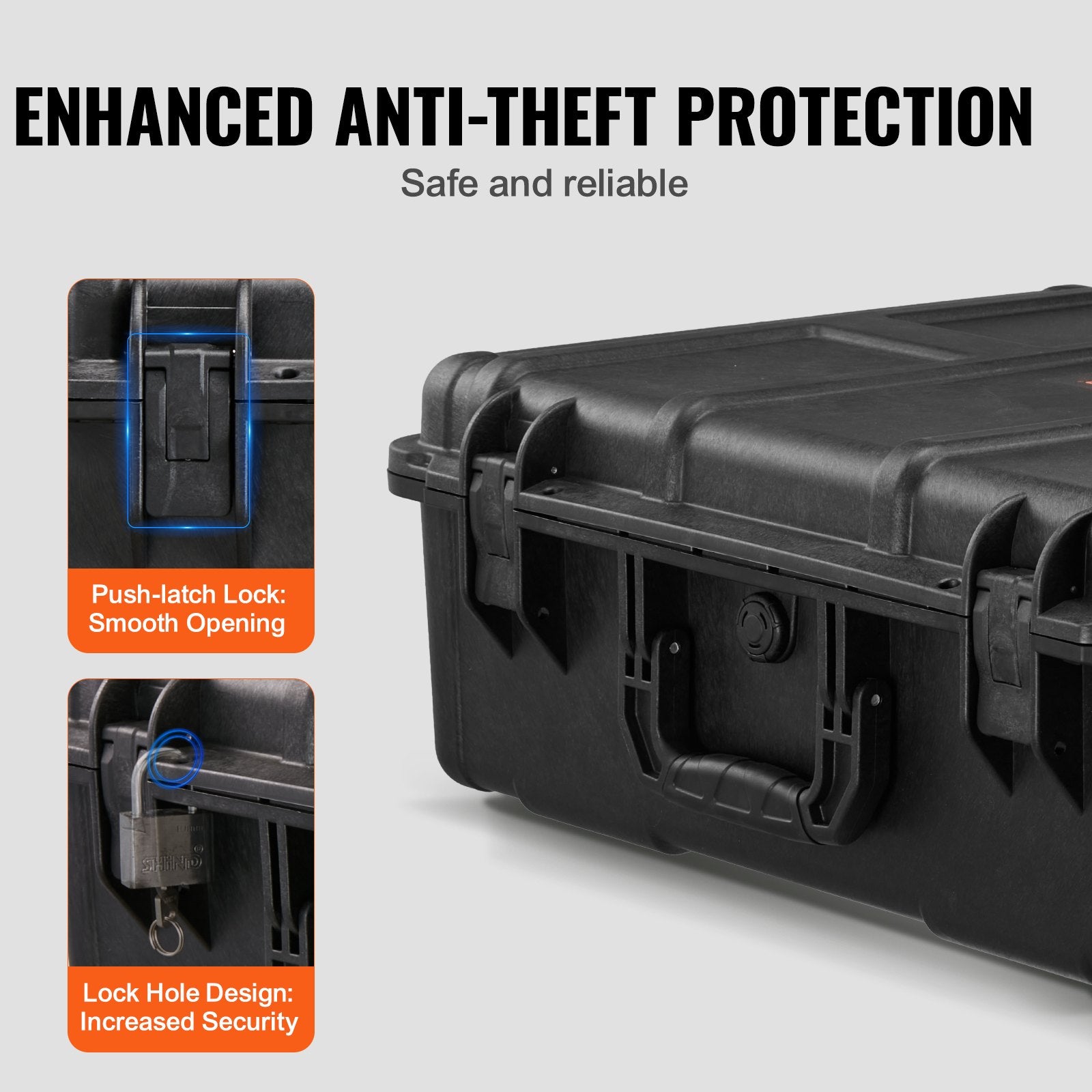 Weatherproof Hard Case Heavy Duty Protective Dry Box with Foam Pull Handles IP67