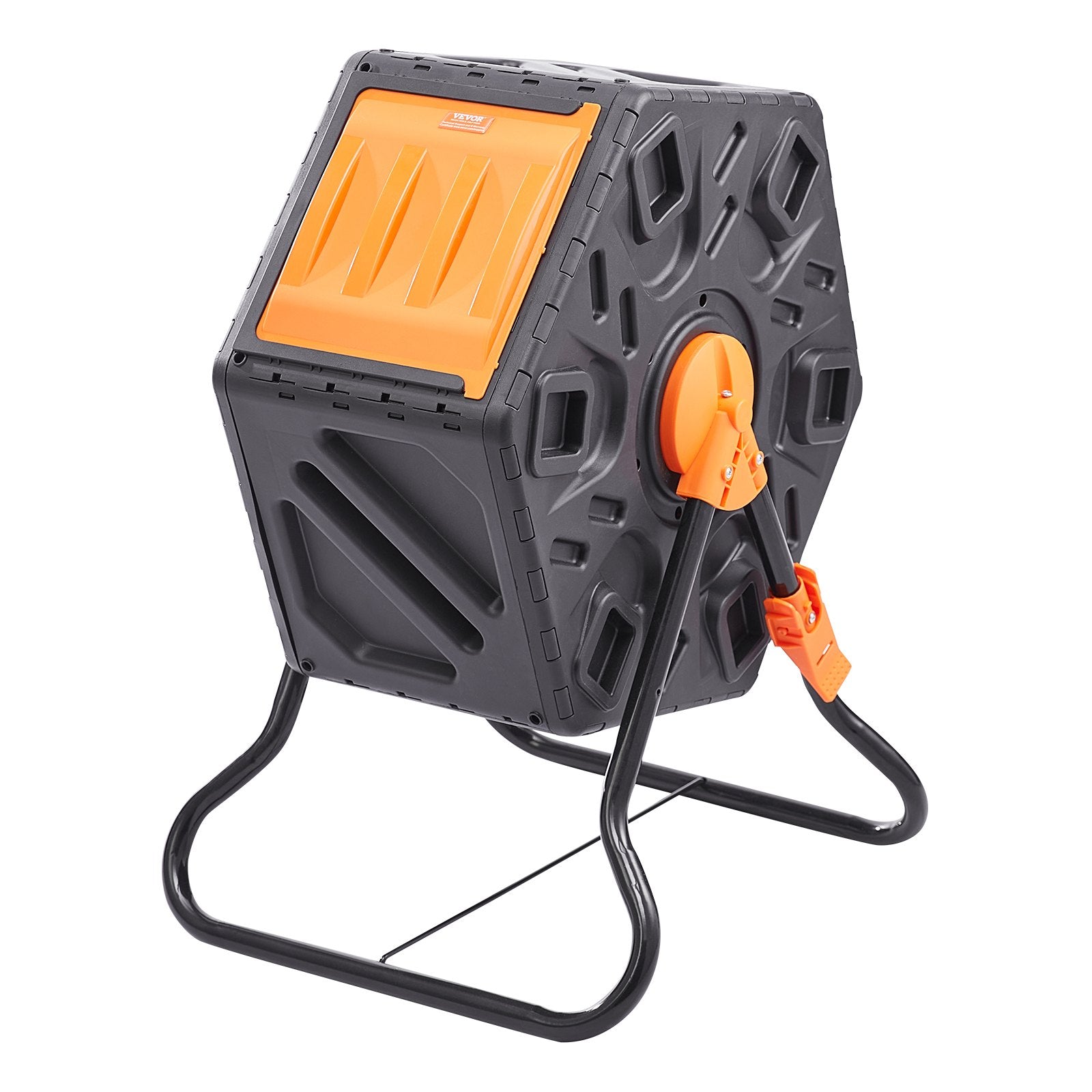 Compost Bin 18.5-Gal Small Rotating Tumbler with Sliding Door Steel Frame