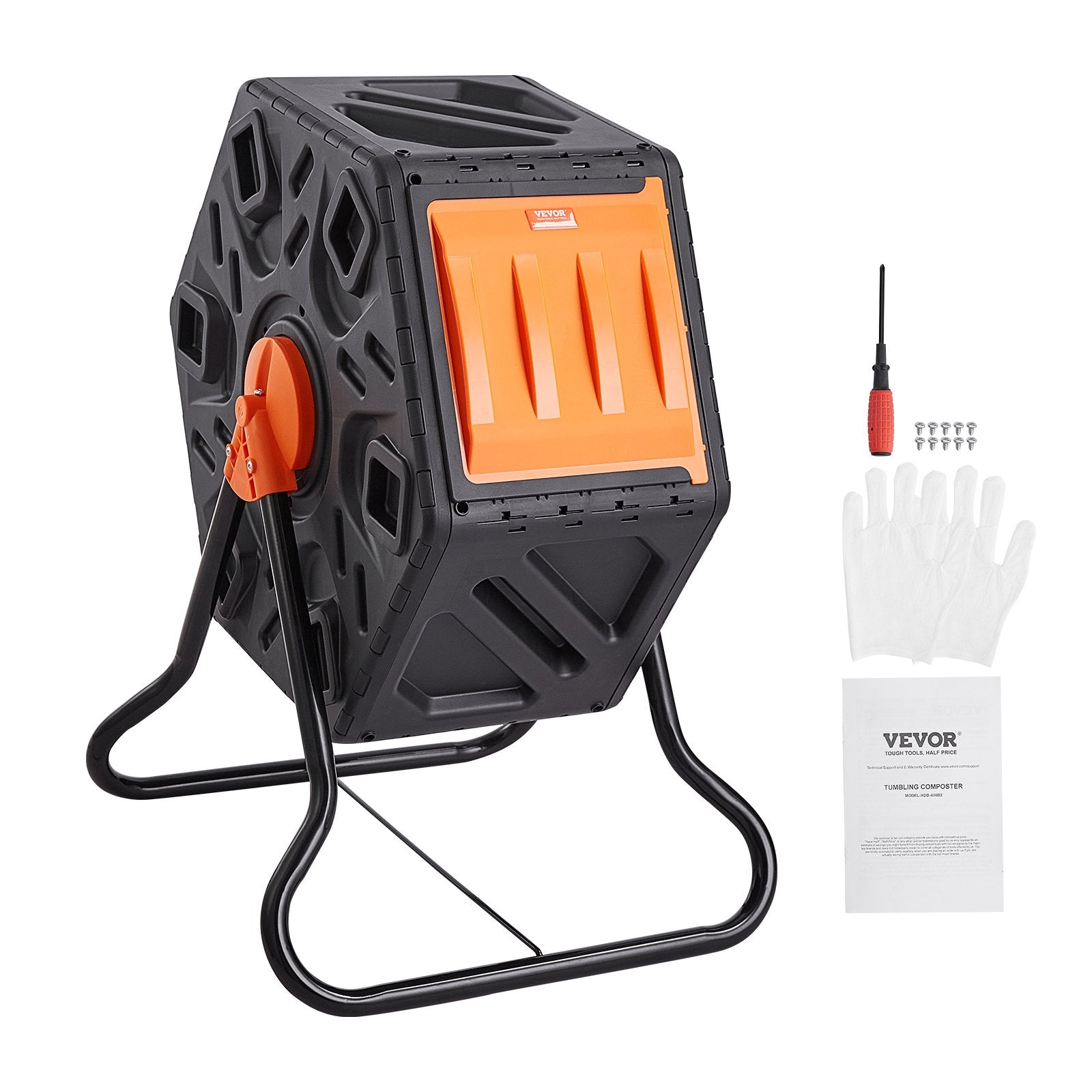 Compost Bin 18.5-Gal Small Rotating Tumbler with Sliding Door Steel Frame
