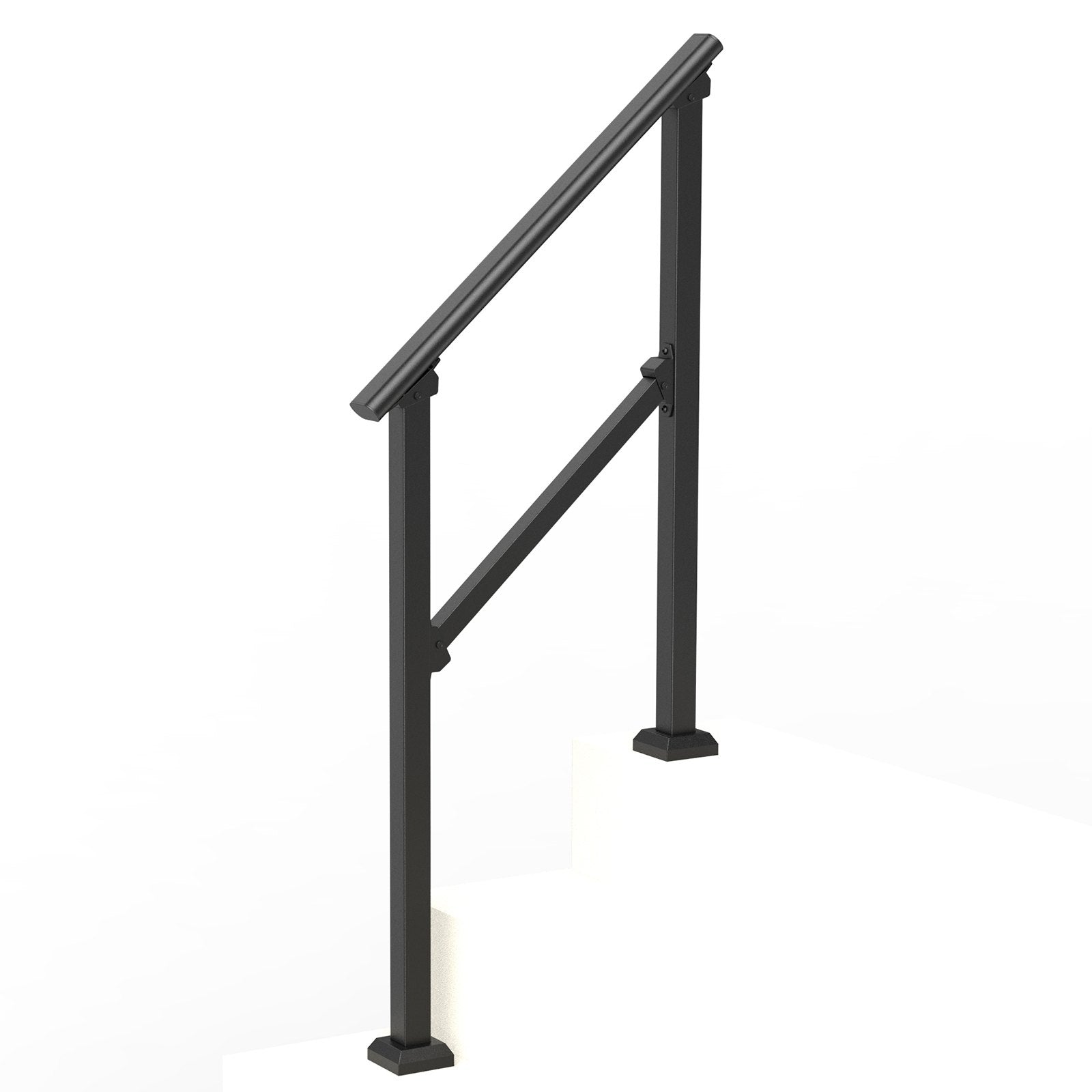 Handrails for Outdoor Steps 2-3 Step Carbon Steel Stair Rail Kit Black Square